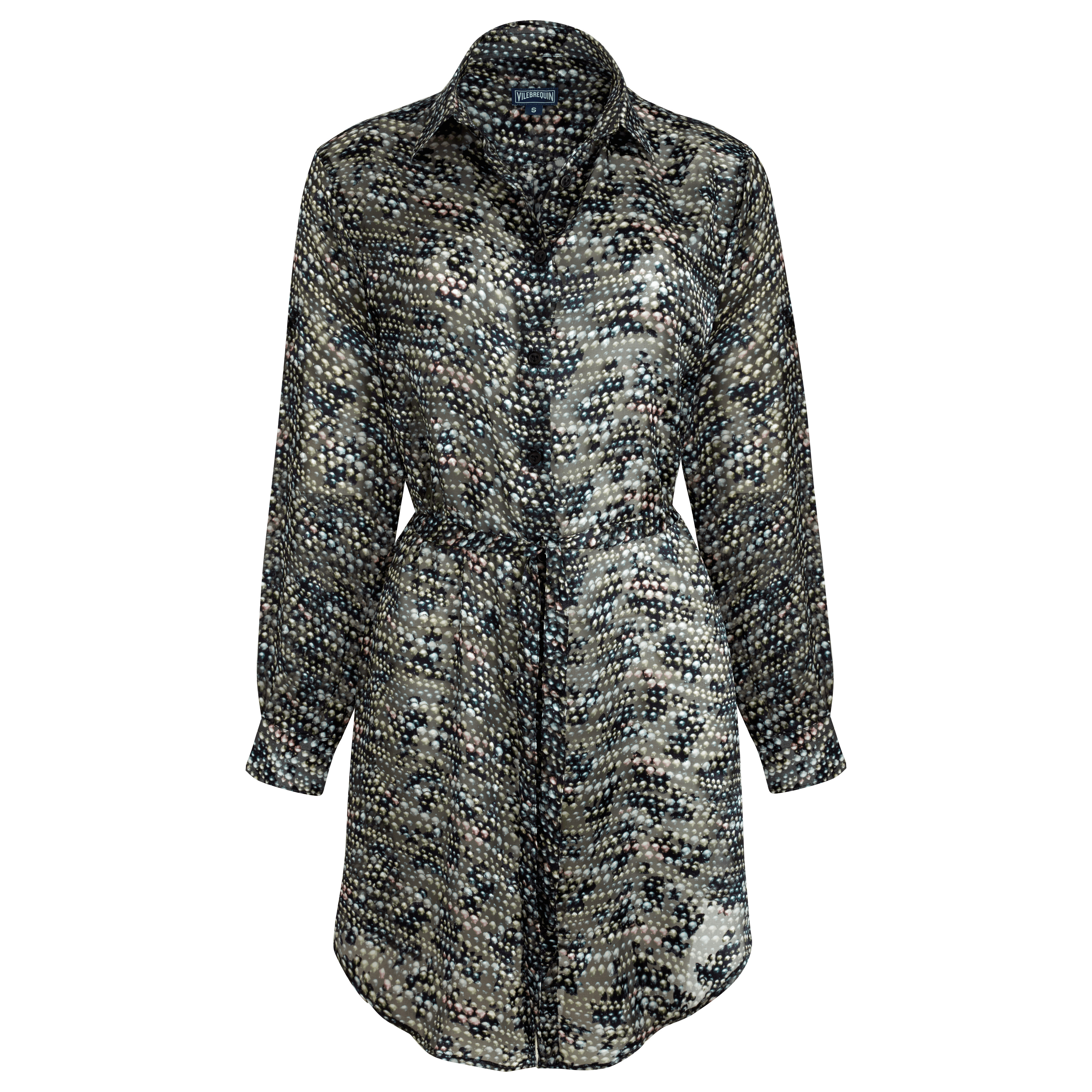 Women Silk Shirt Dress Pearl - 1