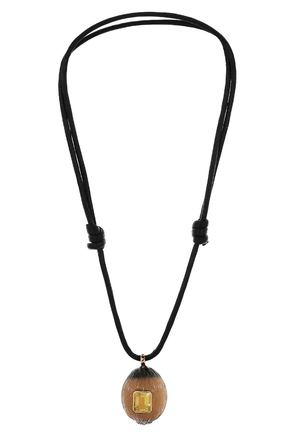 Lemon Quartz Shell Cord Necklace - 1