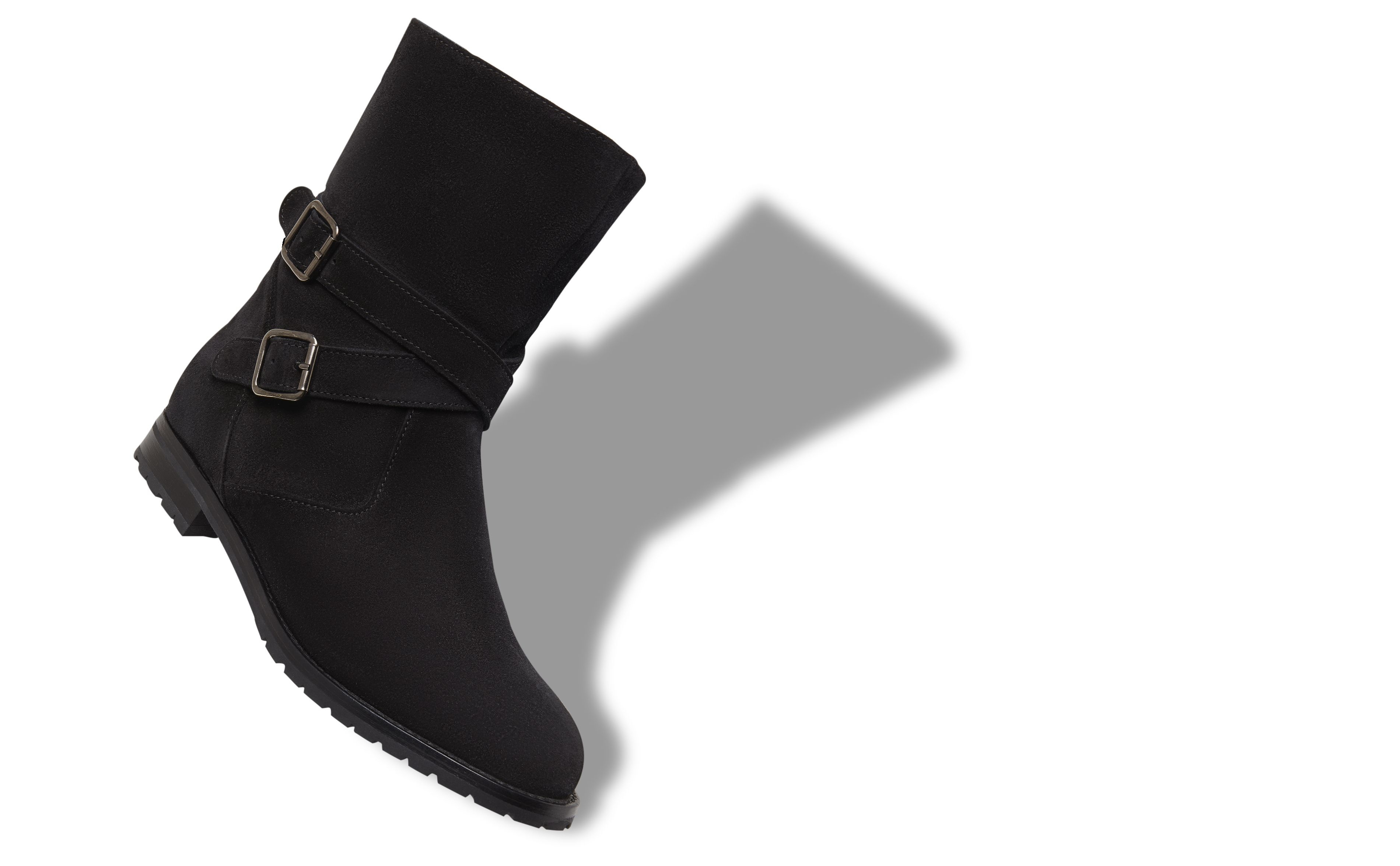 Black Suede and Shearling Boots - 2