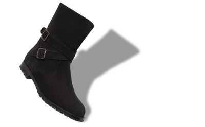 Manolo Blahnik Black Suede and Shearling Boots outlook