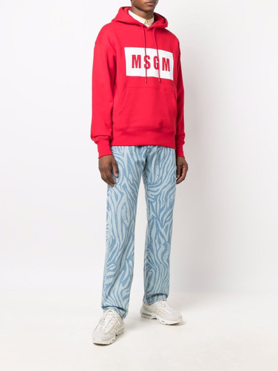 MSGM logo-print cotton hoodie outlook