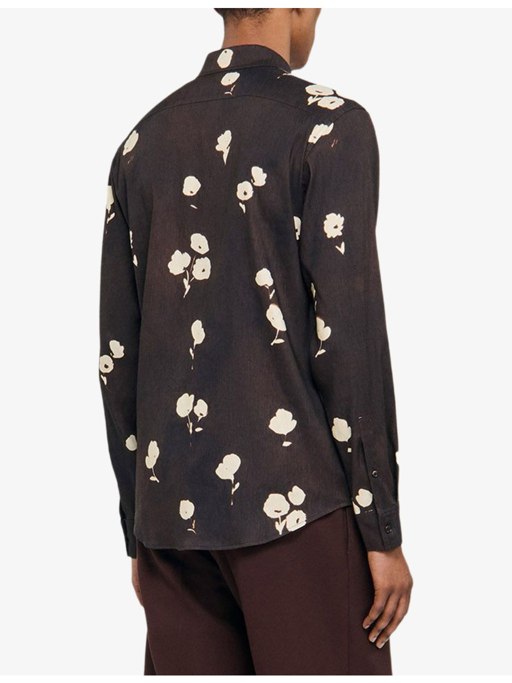 Floral-Print Pointed-Collar Linen Blend Shirt - 4