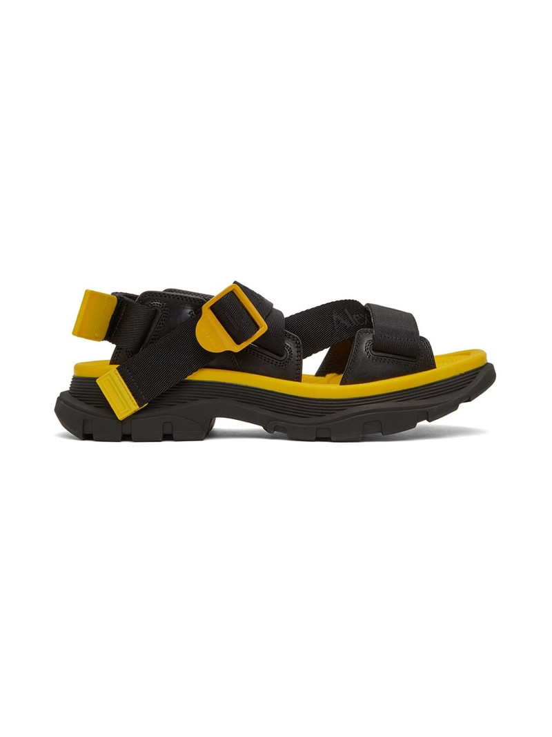 Black & Yellow Logo Webbing Sandals 1