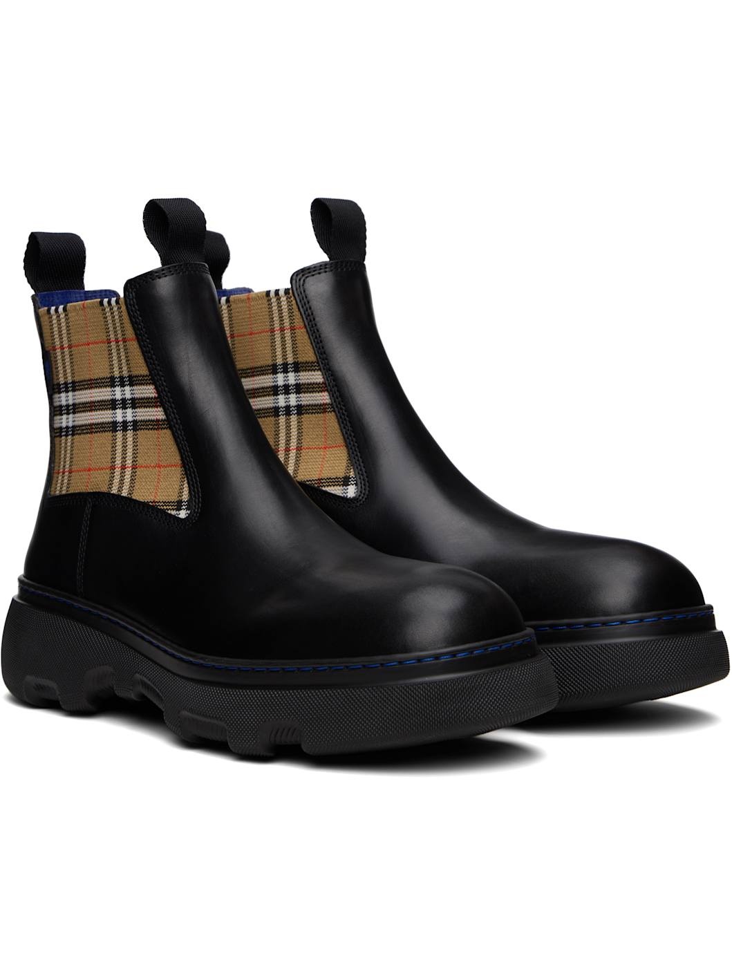 Black Leather Creeper Low Chelsea Boots - 4