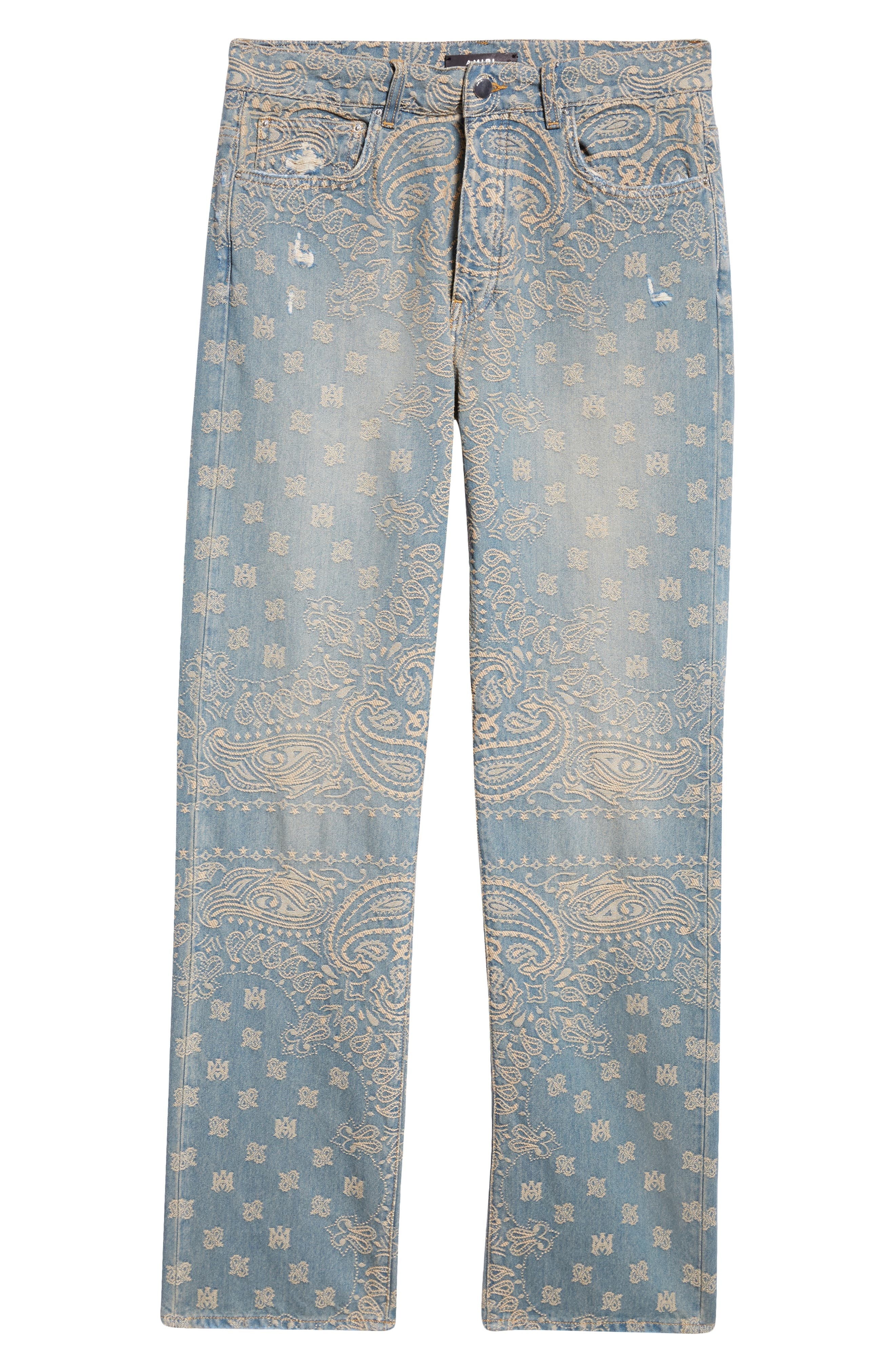 Bandana Jacquard Straight Leg Jeans - 6