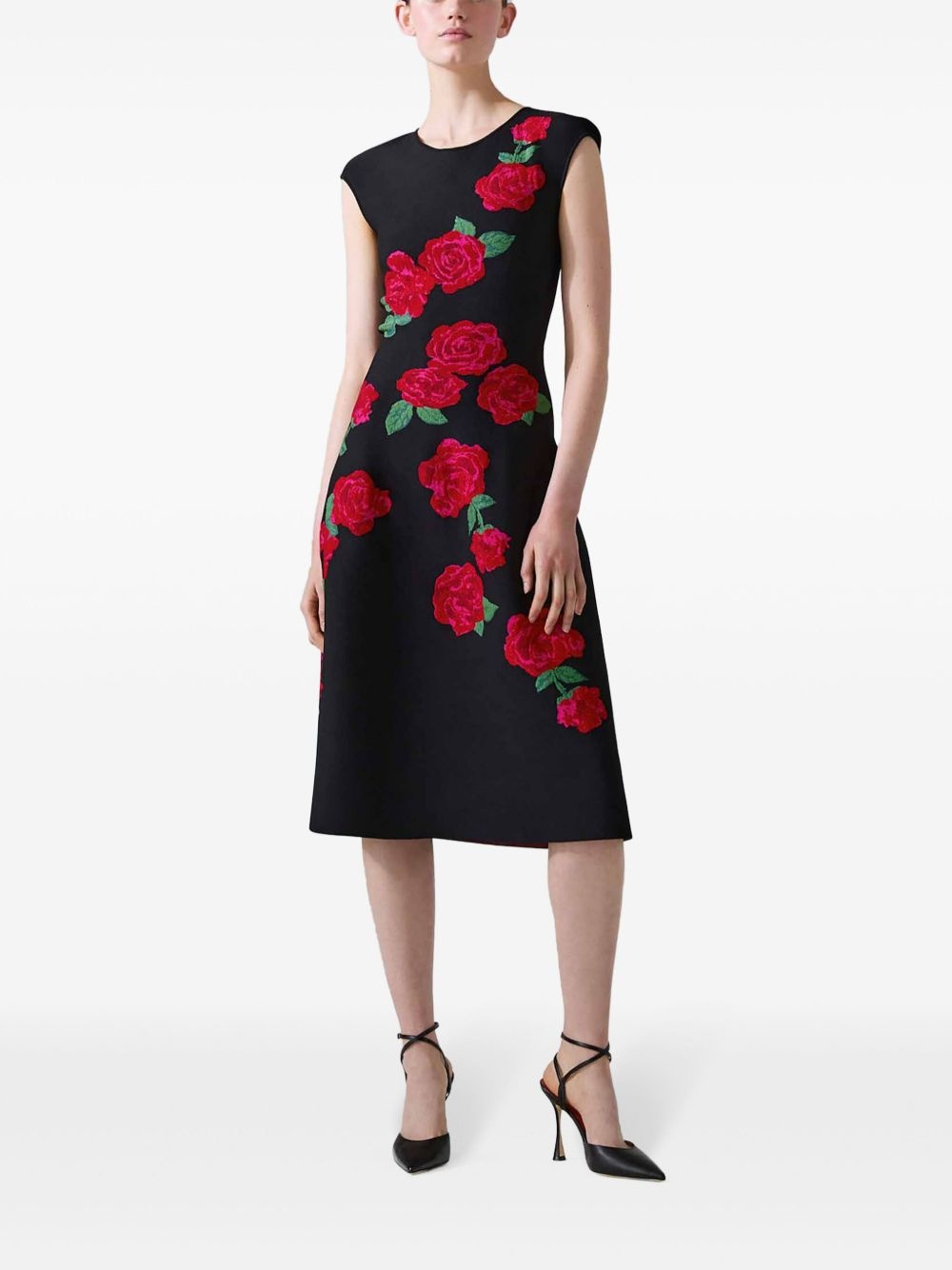 floral-jacquard midi dress - 2