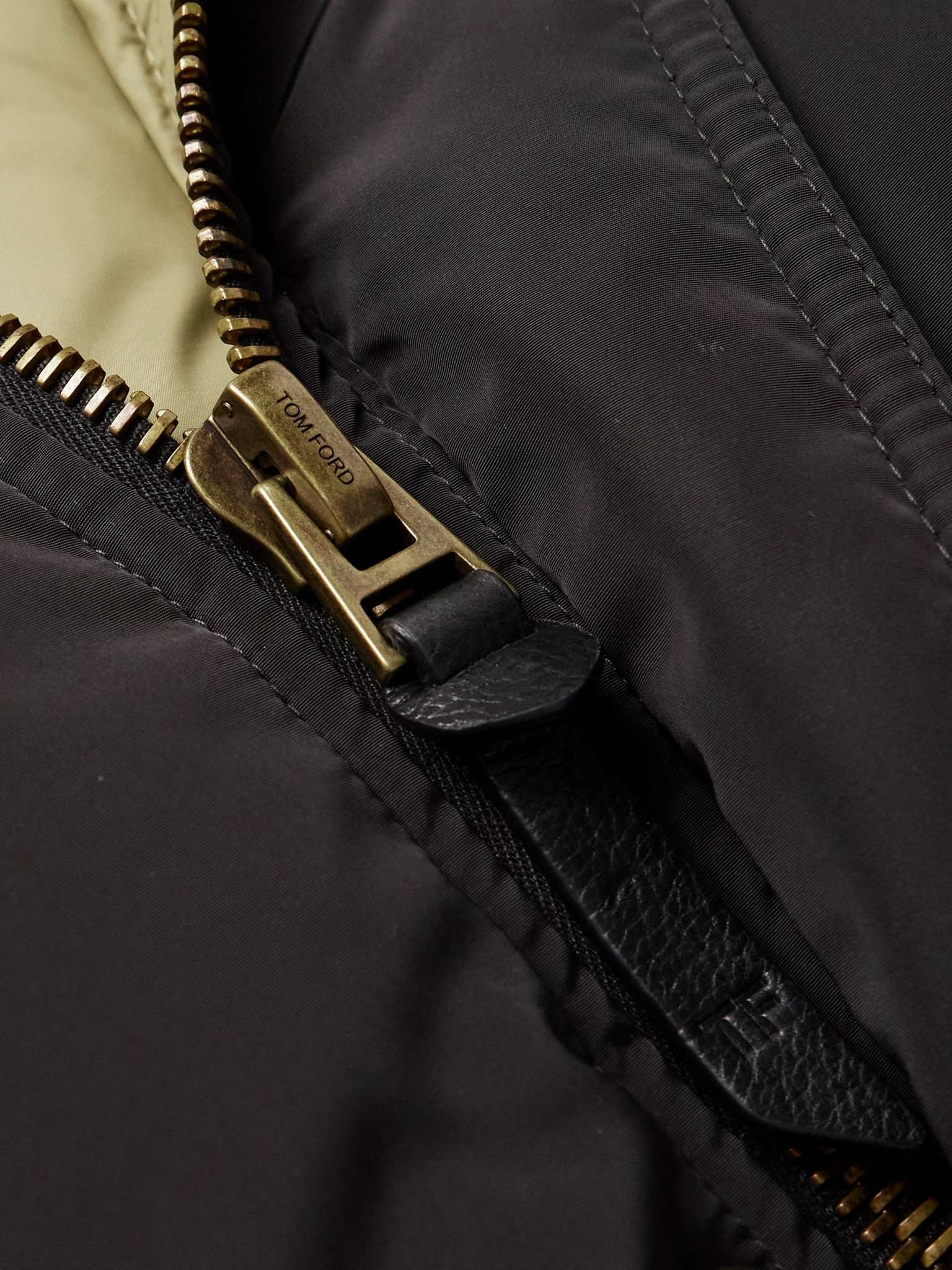 Quilted Padded Leather-Trimmed Shell Down Jacket - 5