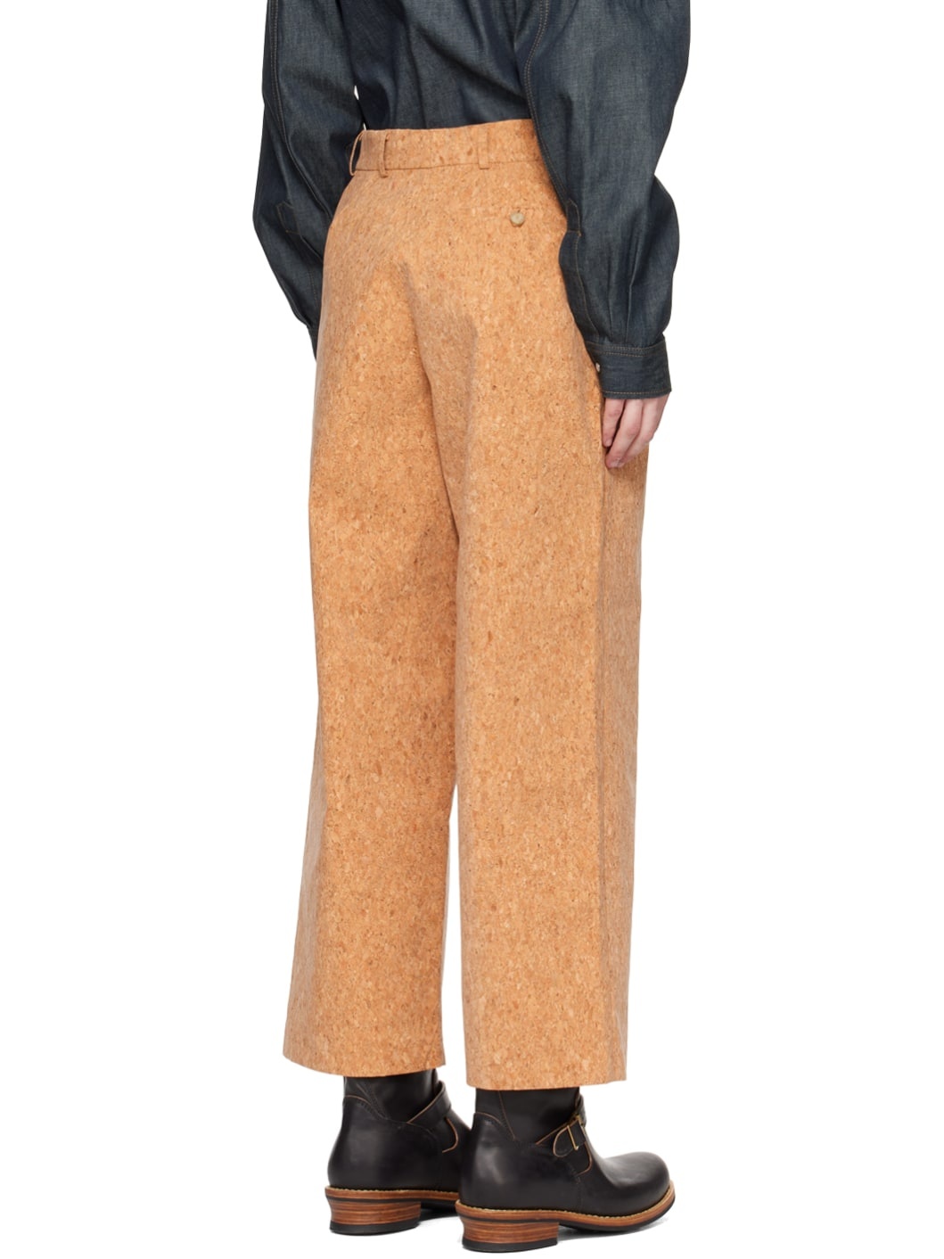 Beige Wide-Leg Trousers - 3