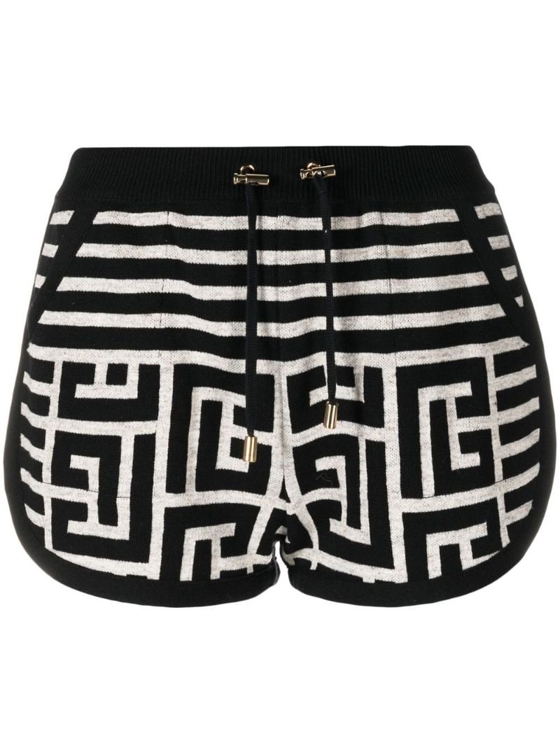 monogram-jacquard wool shorts - 1