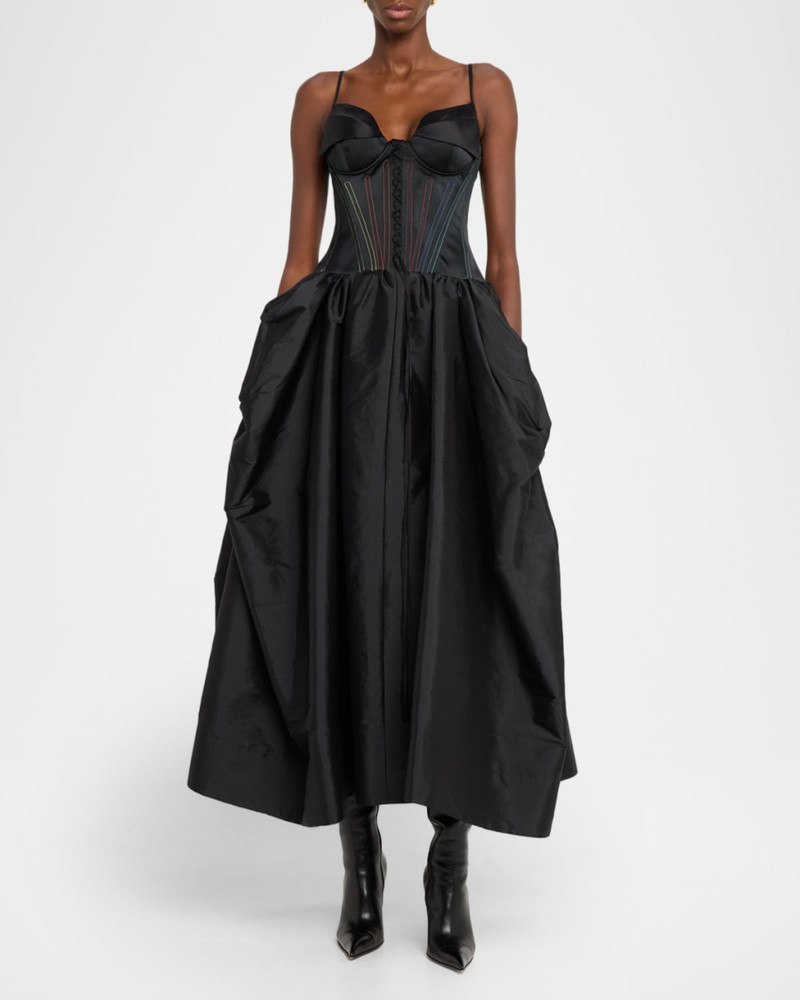 CHRISTOPHER JOHN ROGERS Peel-Bust Lace-Up Corset Gown outlook