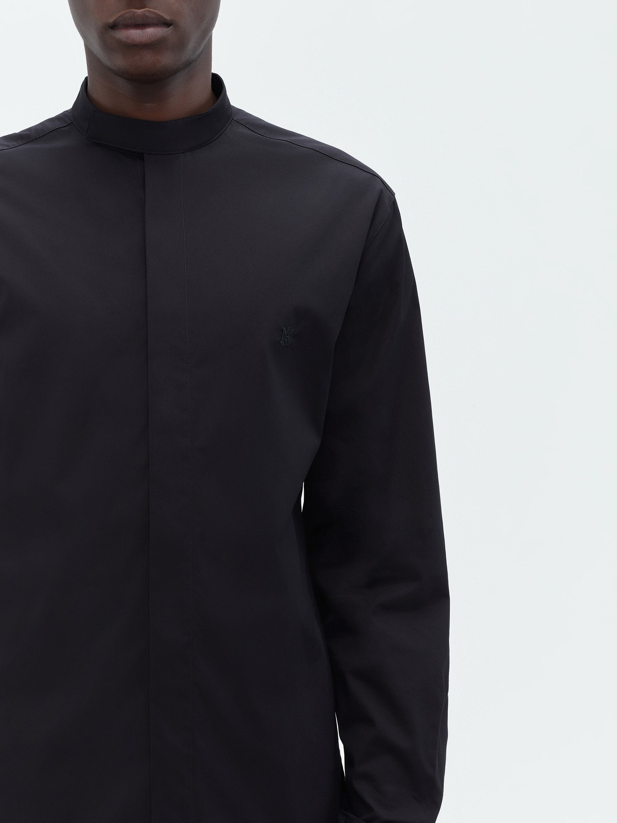 MANDARIN POPLIN SHIRT-BLACK - 6