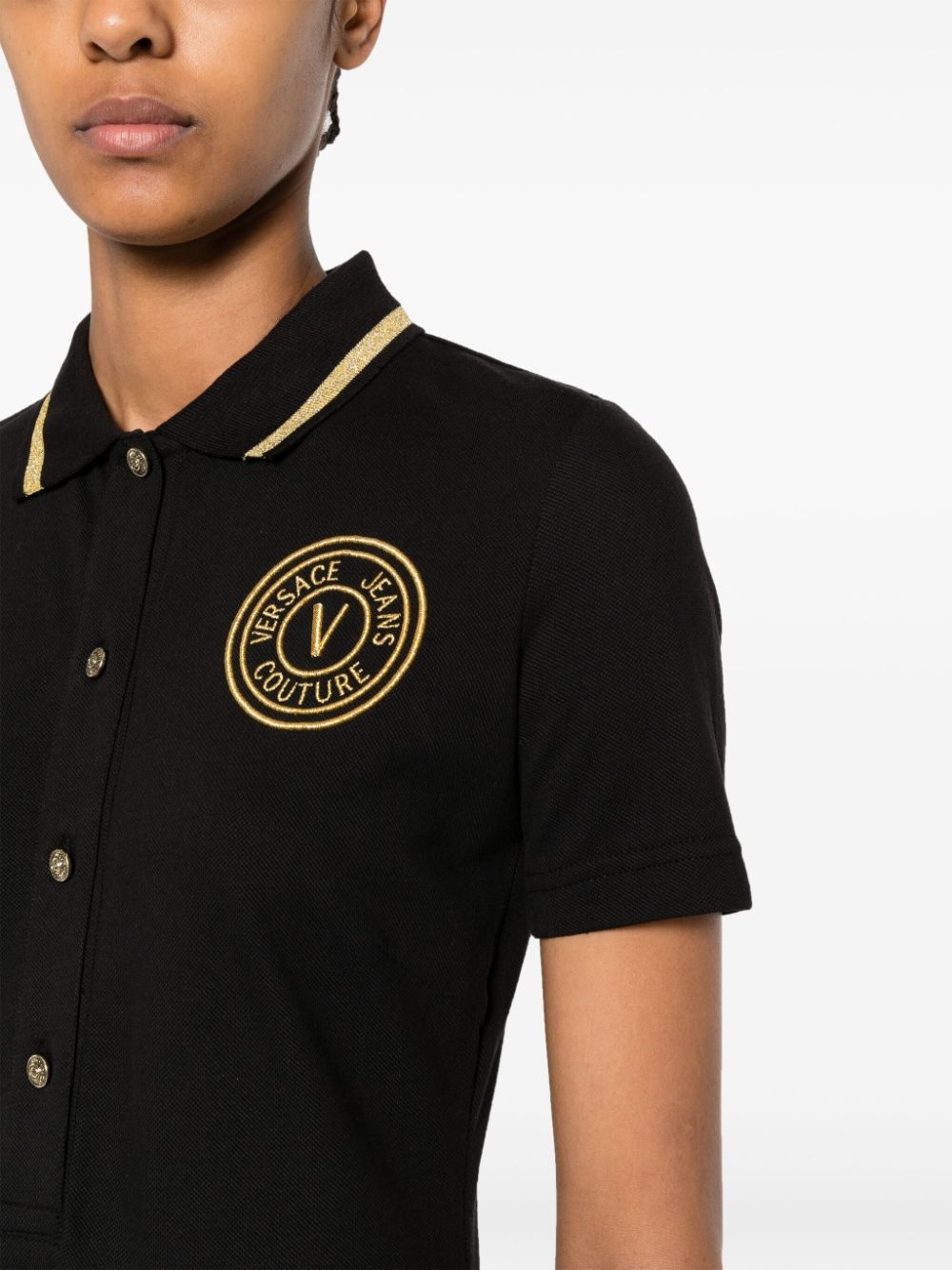 V-Emblem cotton polo minidress - 6