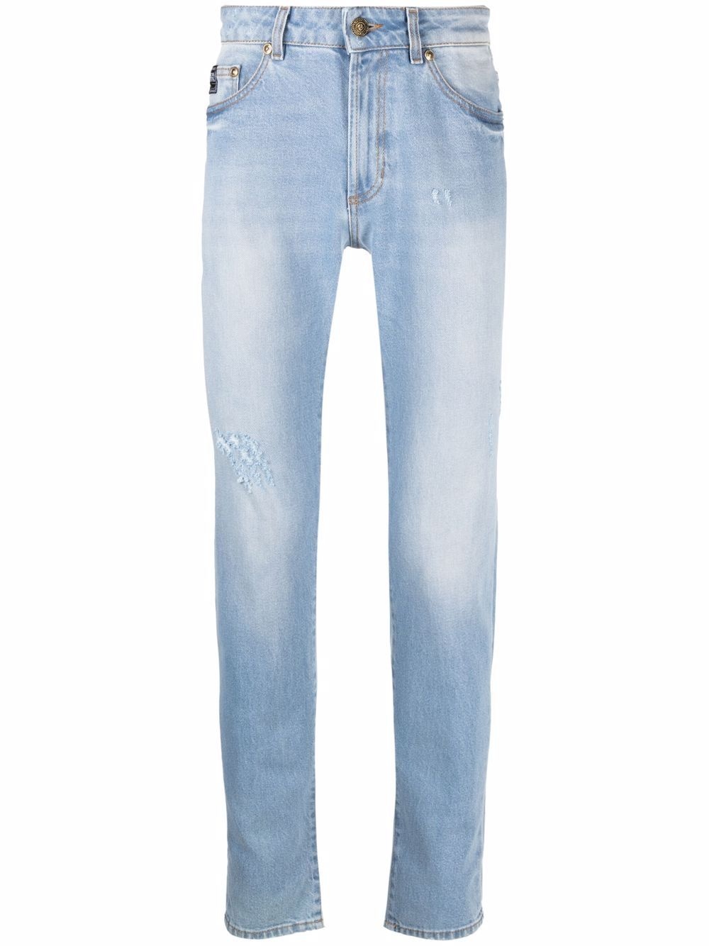 logo-embossed straight jeans - 1