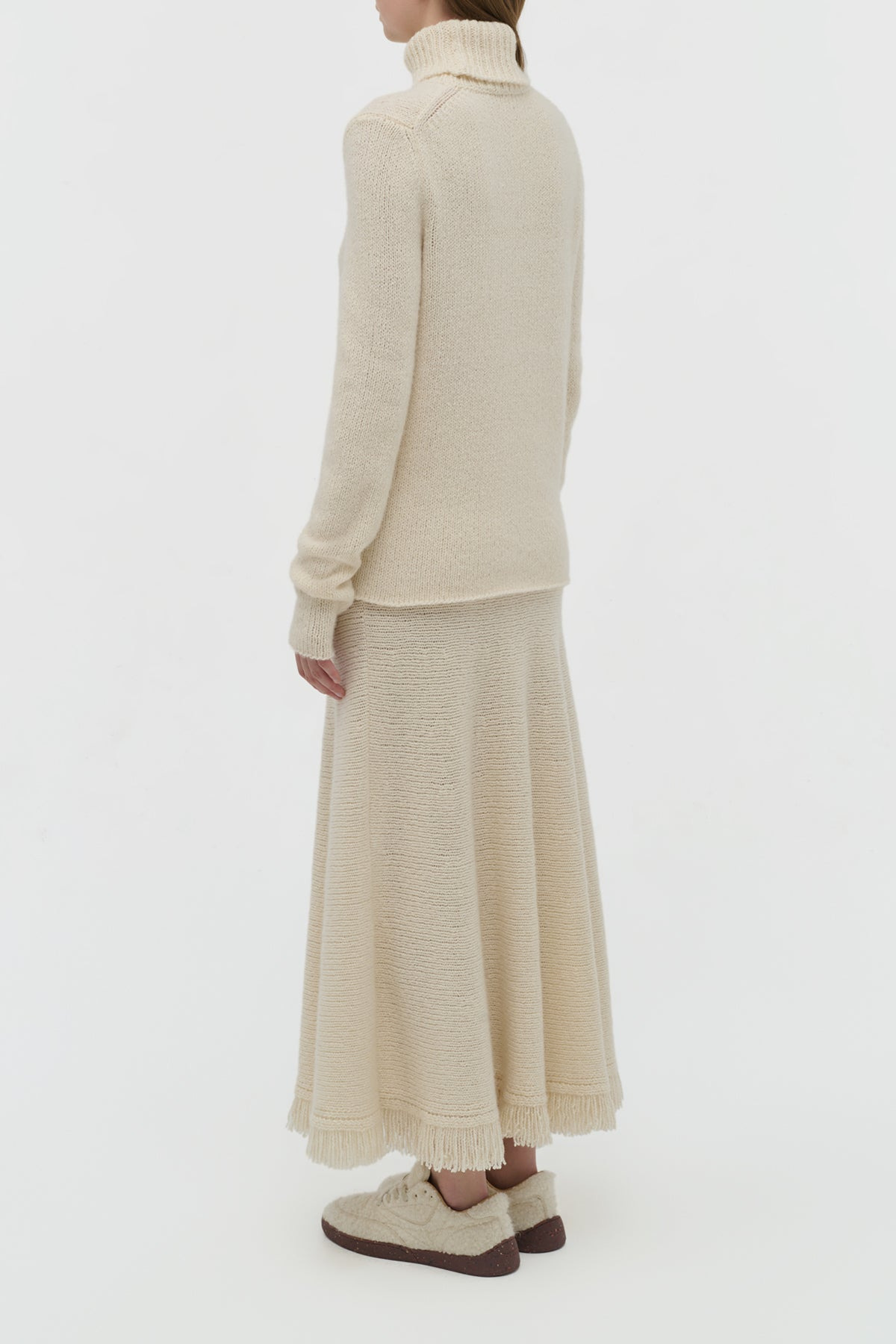 Nelle Knit Turtleneck in Ivory Cashmere - 4