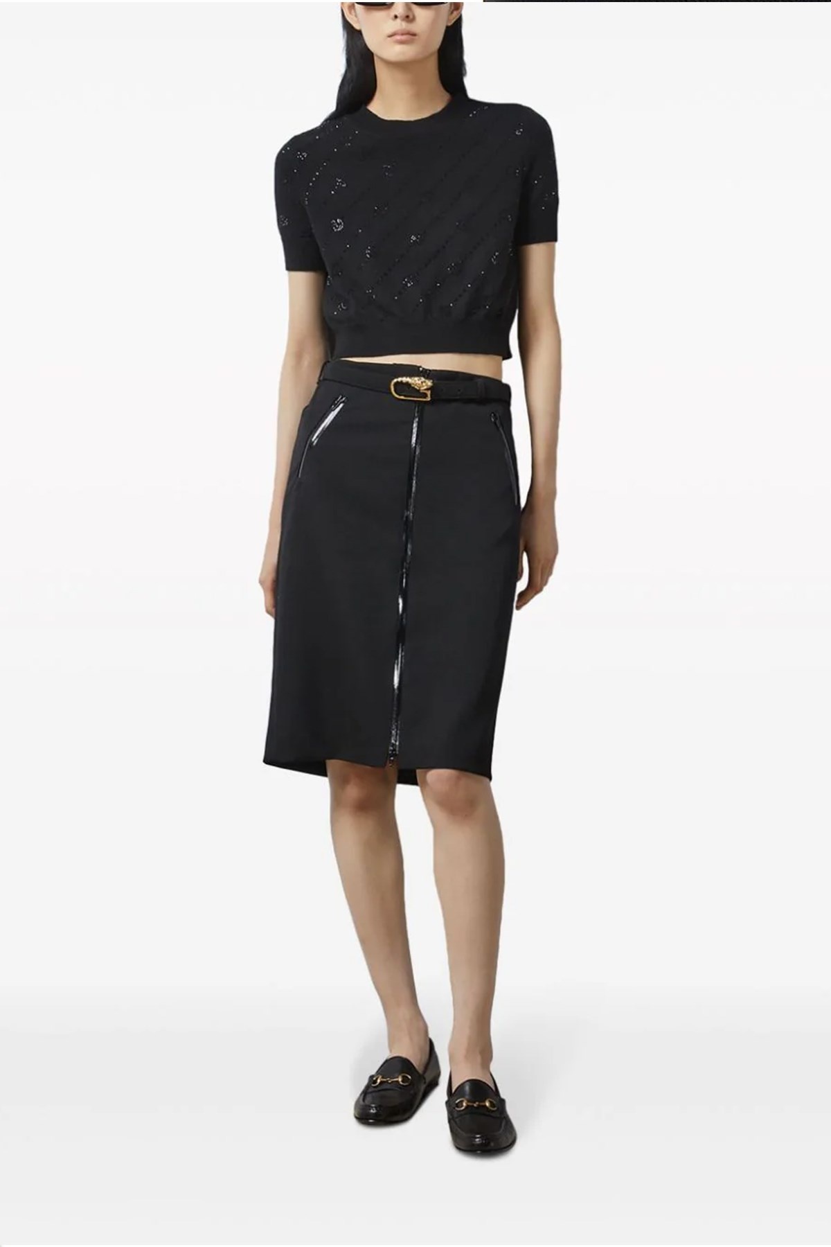 スカート GUCCI SS24 Wool skirt with removable belt (761364Z8BPC 1000) GUCCI Wool skirt with removable belt | julianfashion