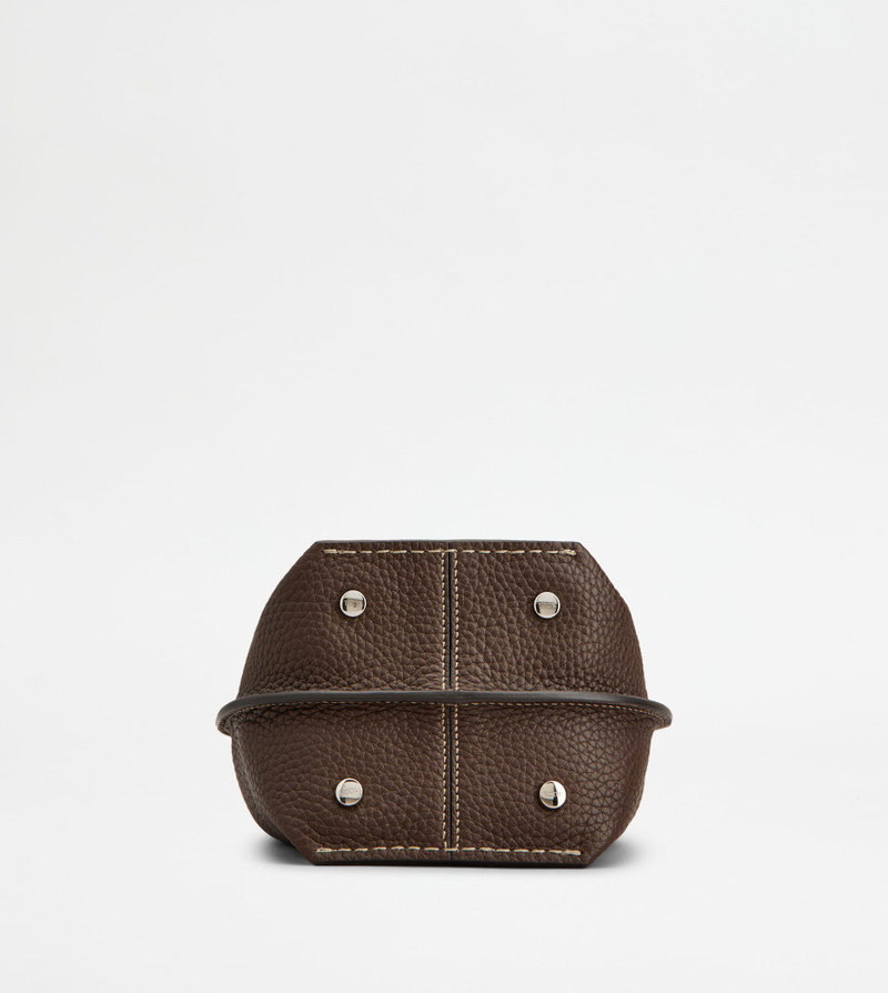 BUCKET BAG IN LEATHER MICRO - BROWN 3