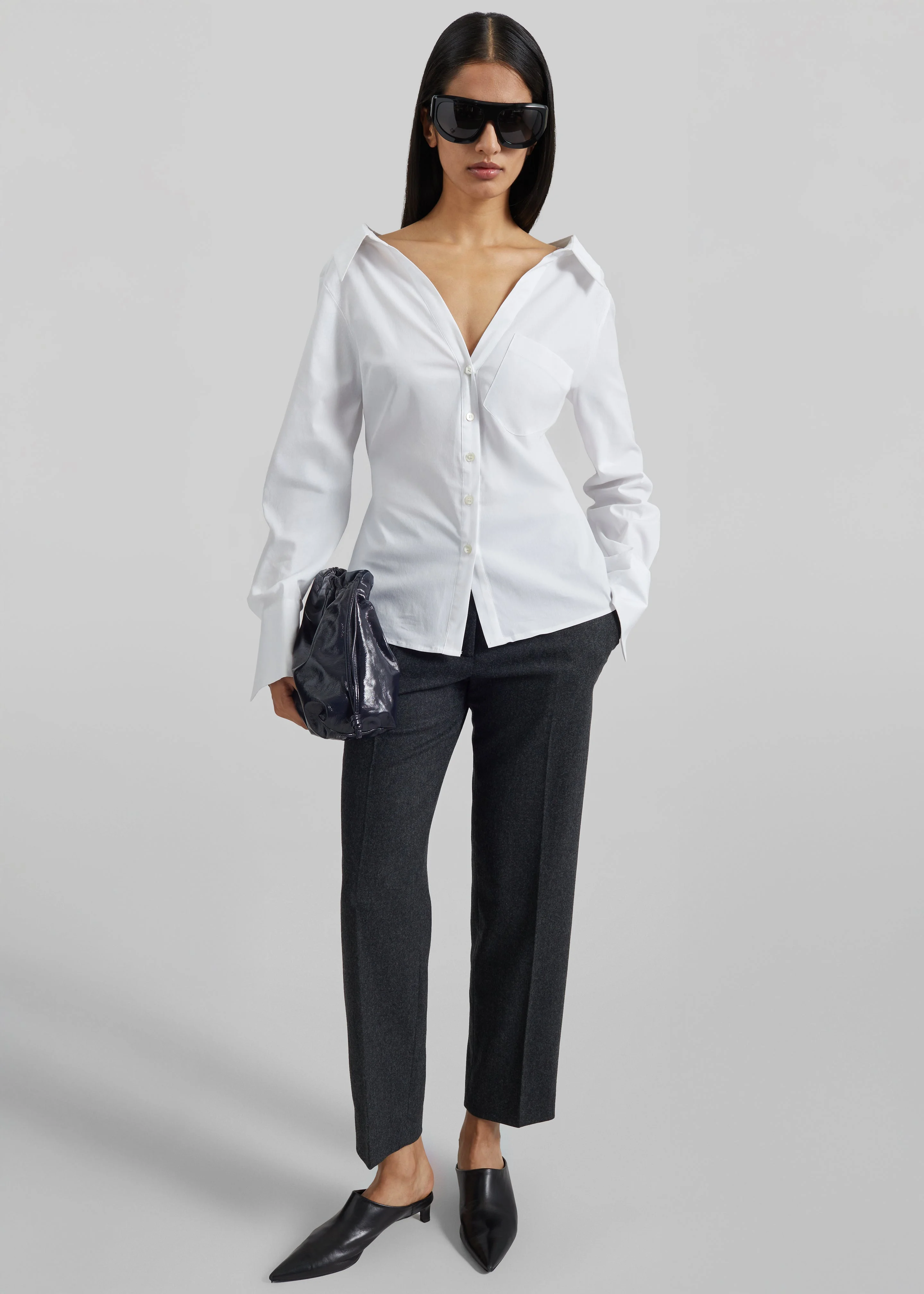 Mela Fitted Shirt - White - 1