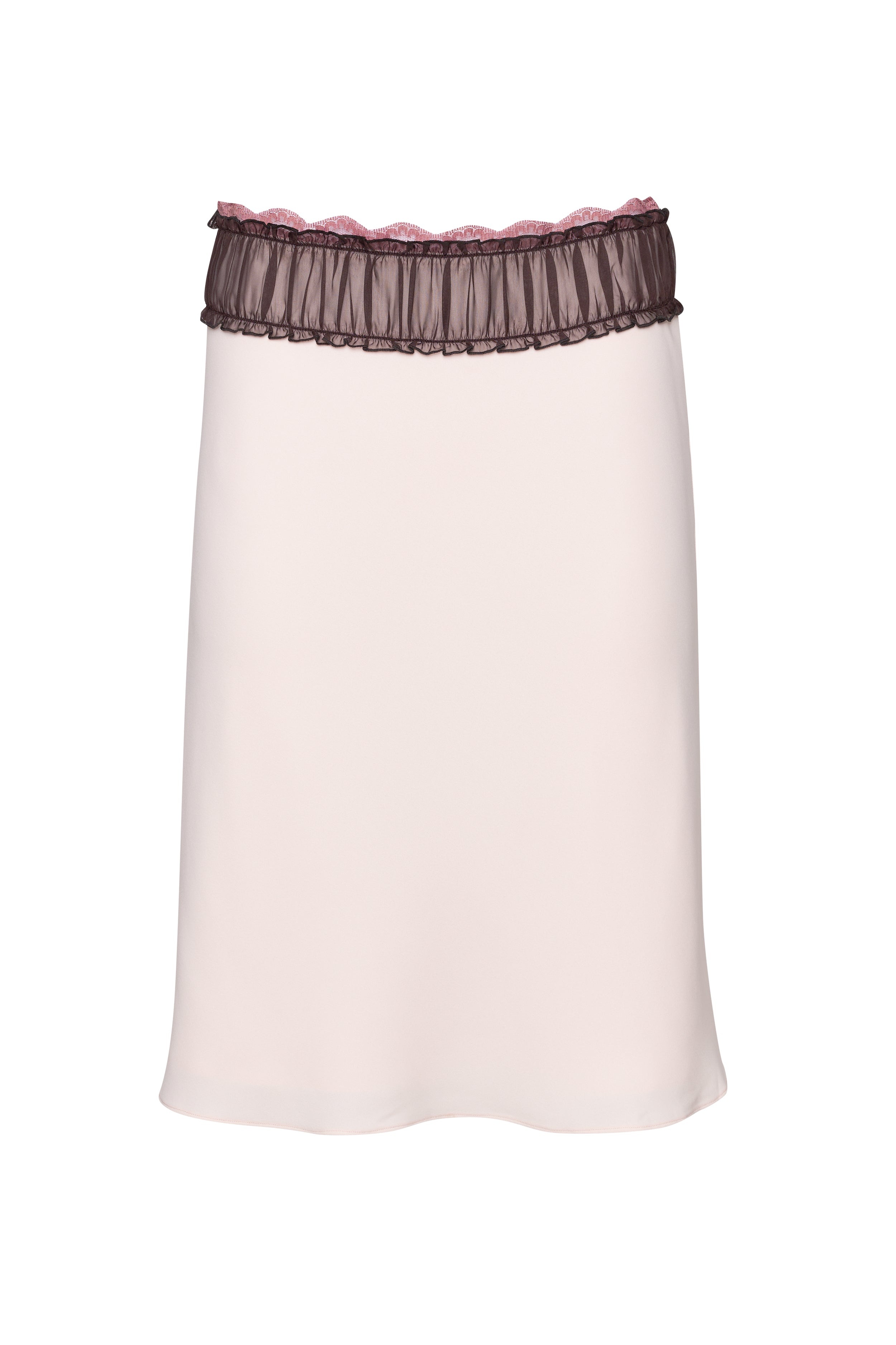 RUCHED CHIFFON LACE MIDI SKIRT - 1