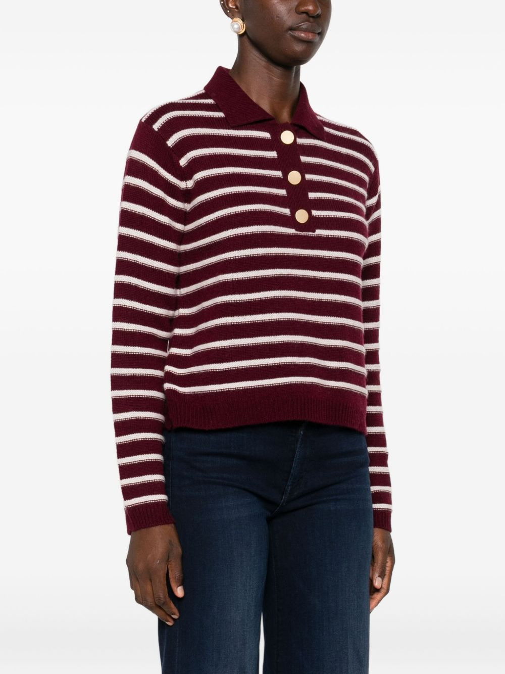 striped button-placket polo top - 3