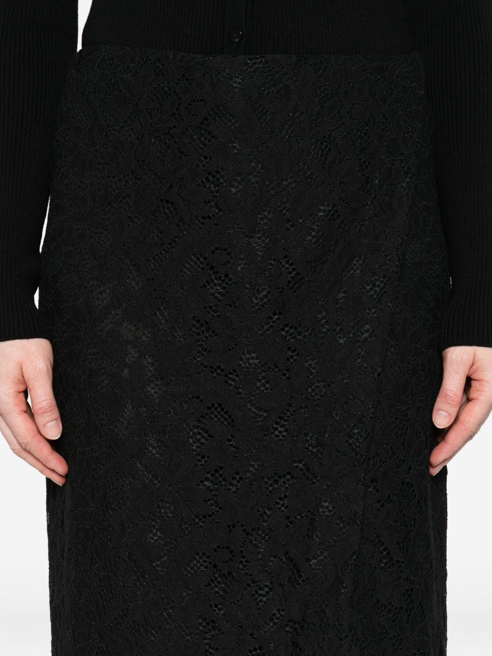 lace-floral midi skirt - 5