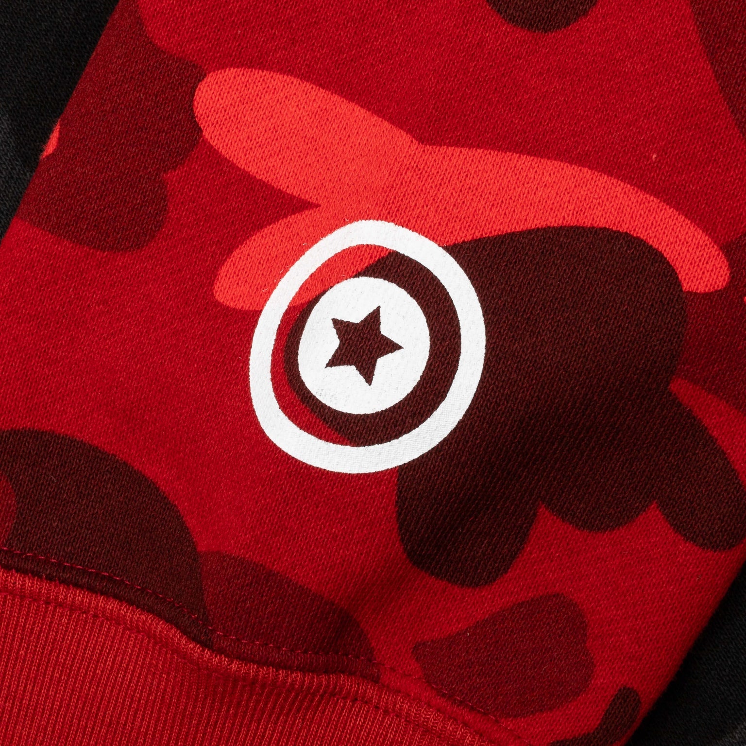COLOR CAMO SEPARATE SHARK FULL ZIP HOODIE - RED/BLACK - 5