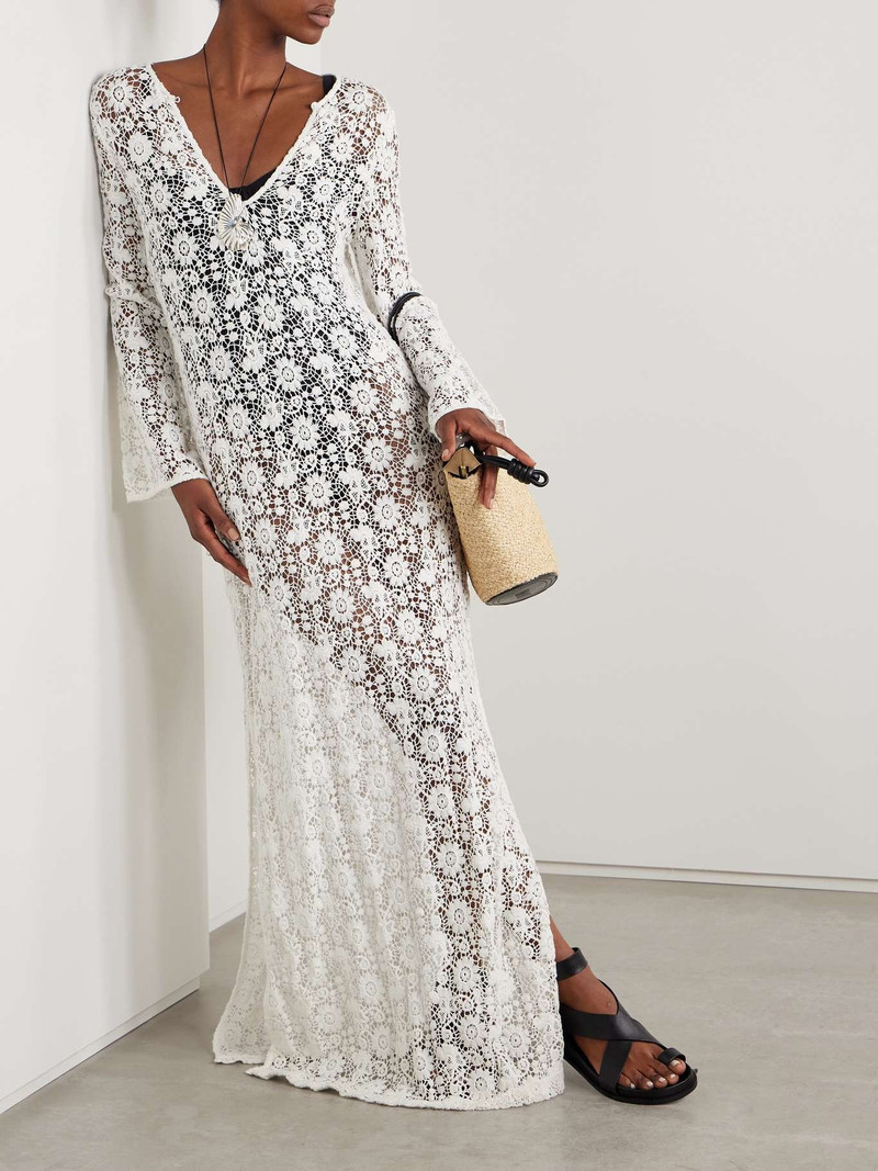 NILI LOTAN Della cotton corded lace maxi dress Ivory outlook