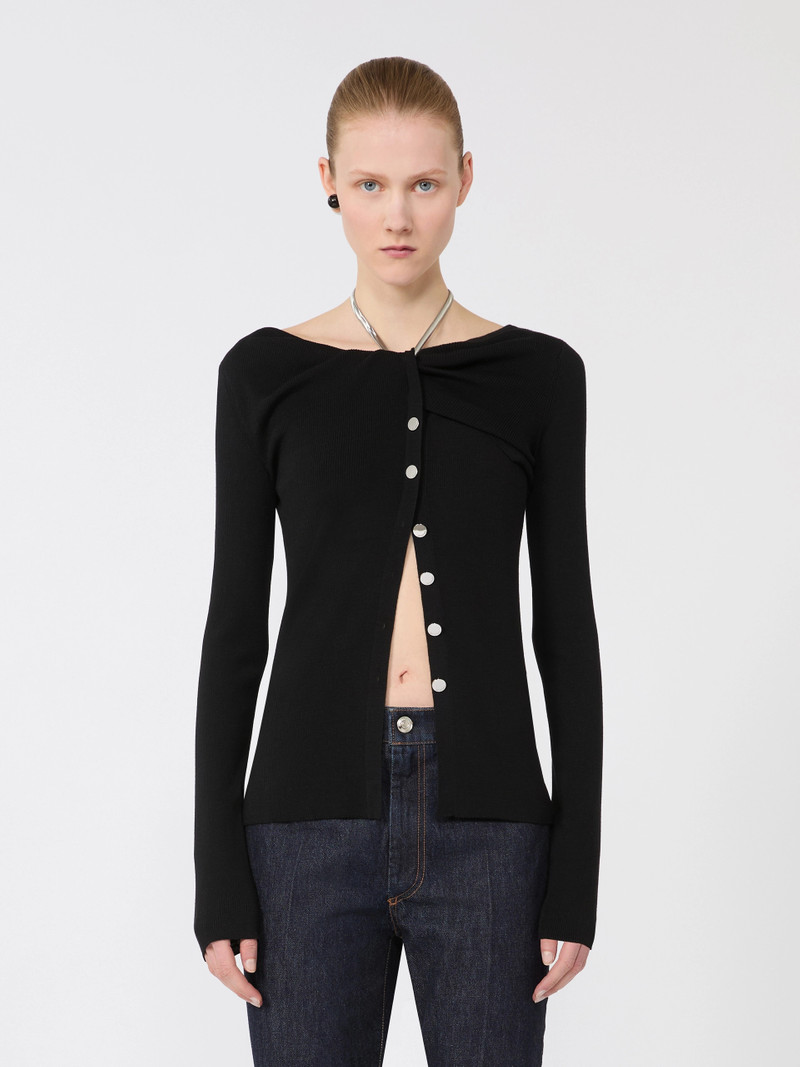TROFEO Wool cardigan with chain - BLACK 3