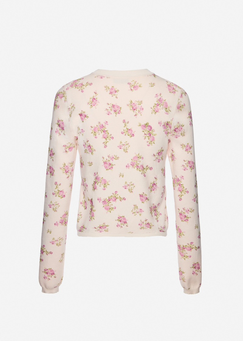 Cotton cardigan in cream floral print 2
