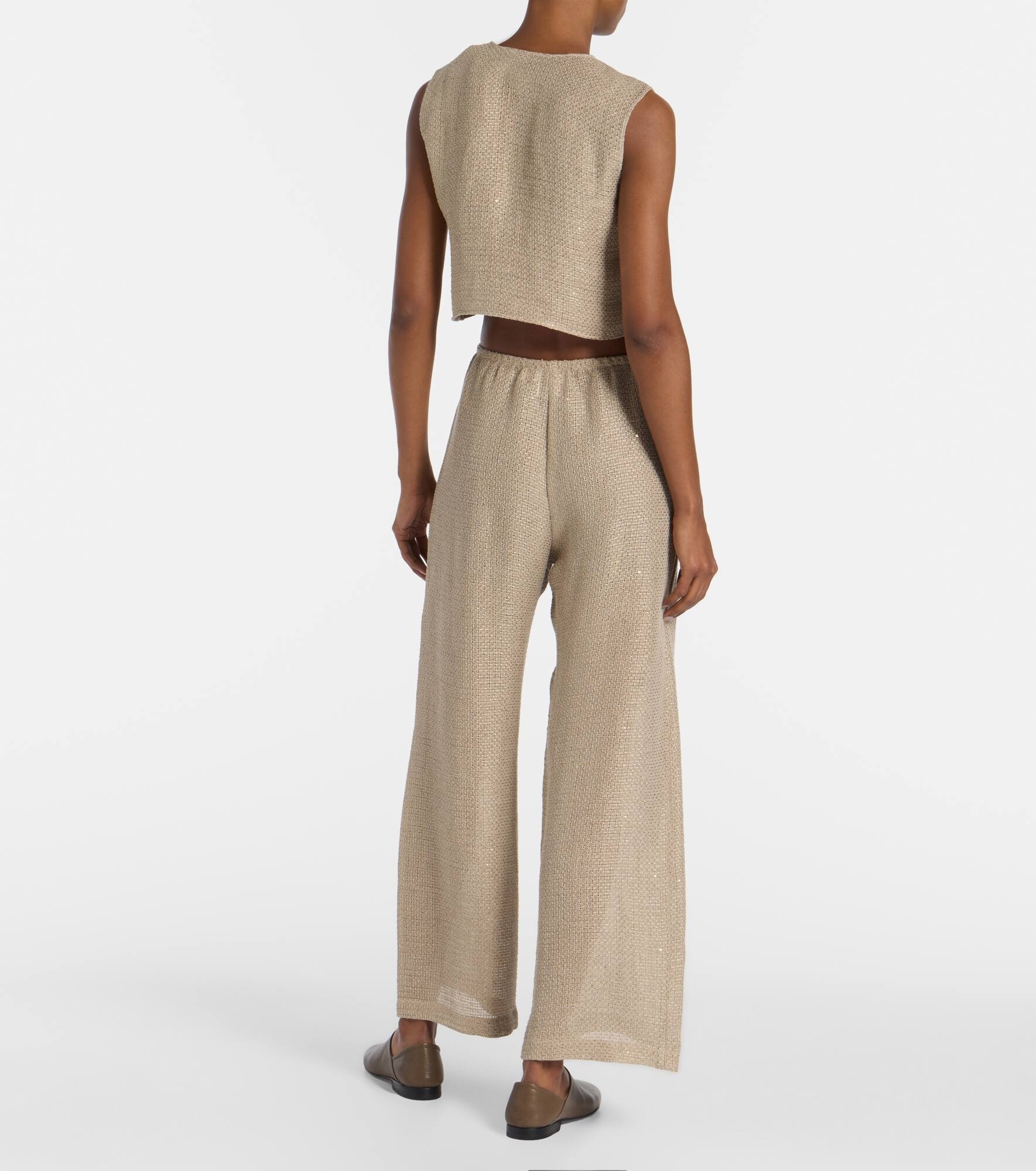 Stella linen-blend wide-leg pants - 3