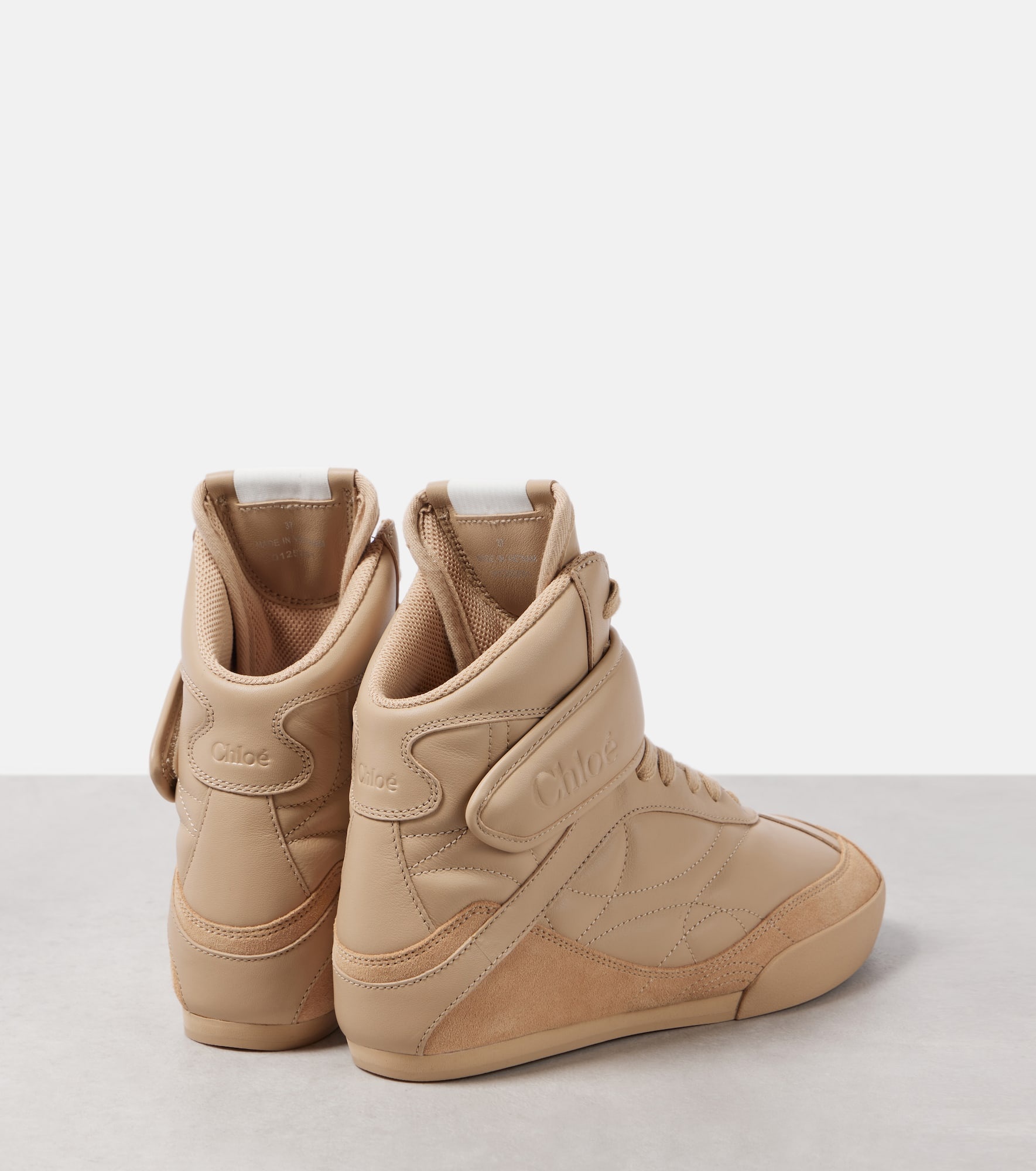Kick suede-trimmed leather high-top sneakers - 2