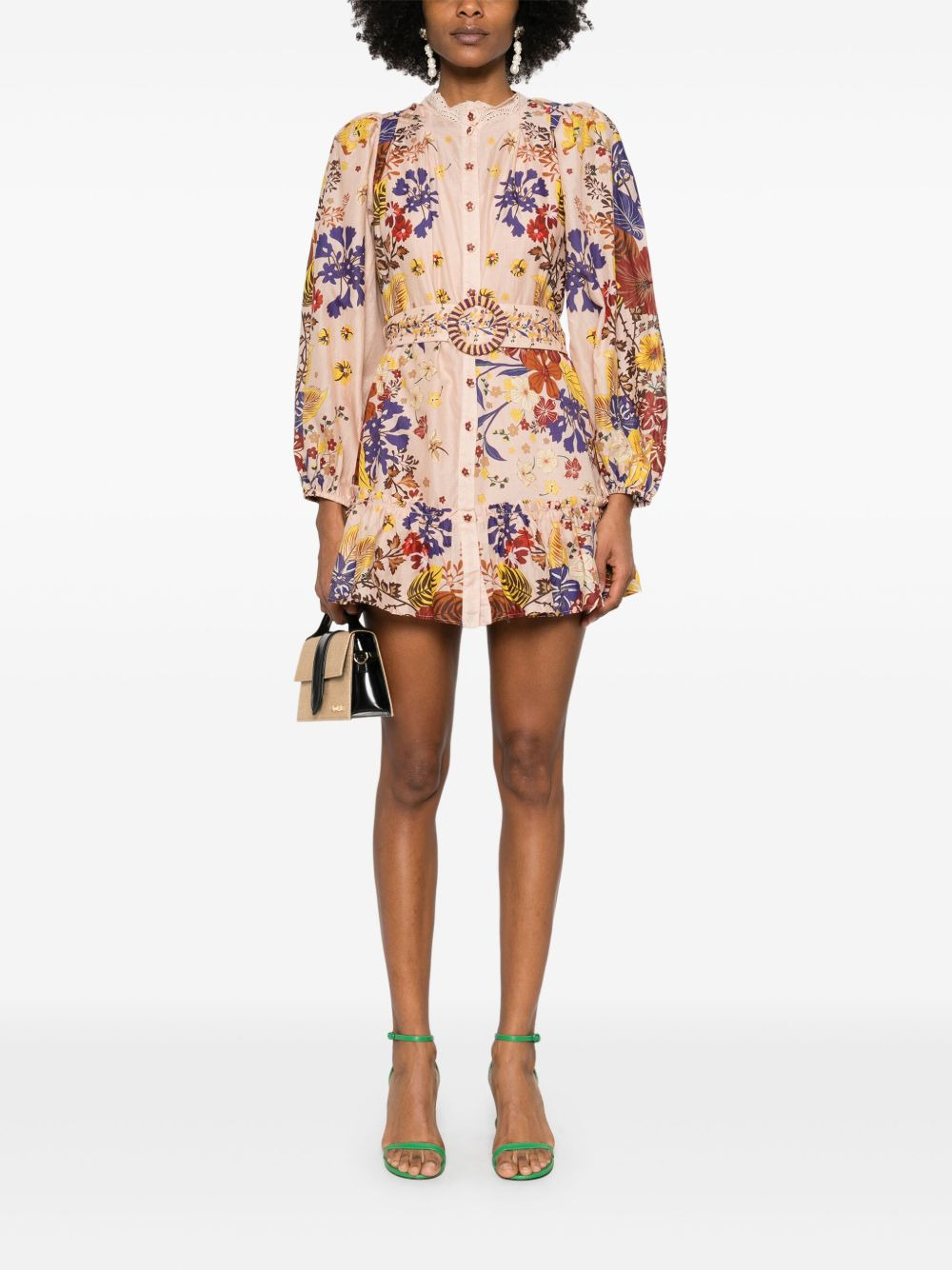 bouquet puff-sleeve mini dress - 2
