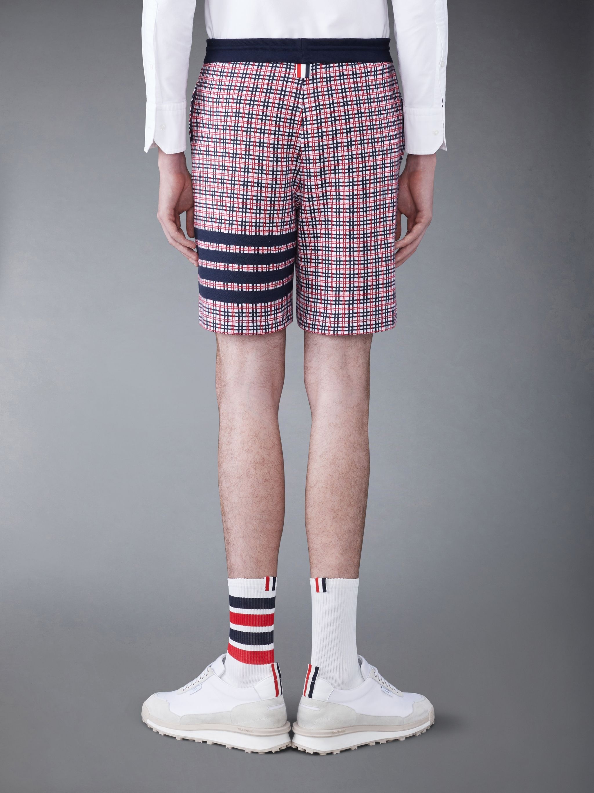 checked jacquard track shorts - 2