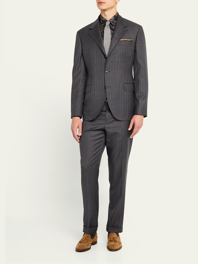 Brunello Cucinelli Men's 150s Wool Pinstripe Suit outlook