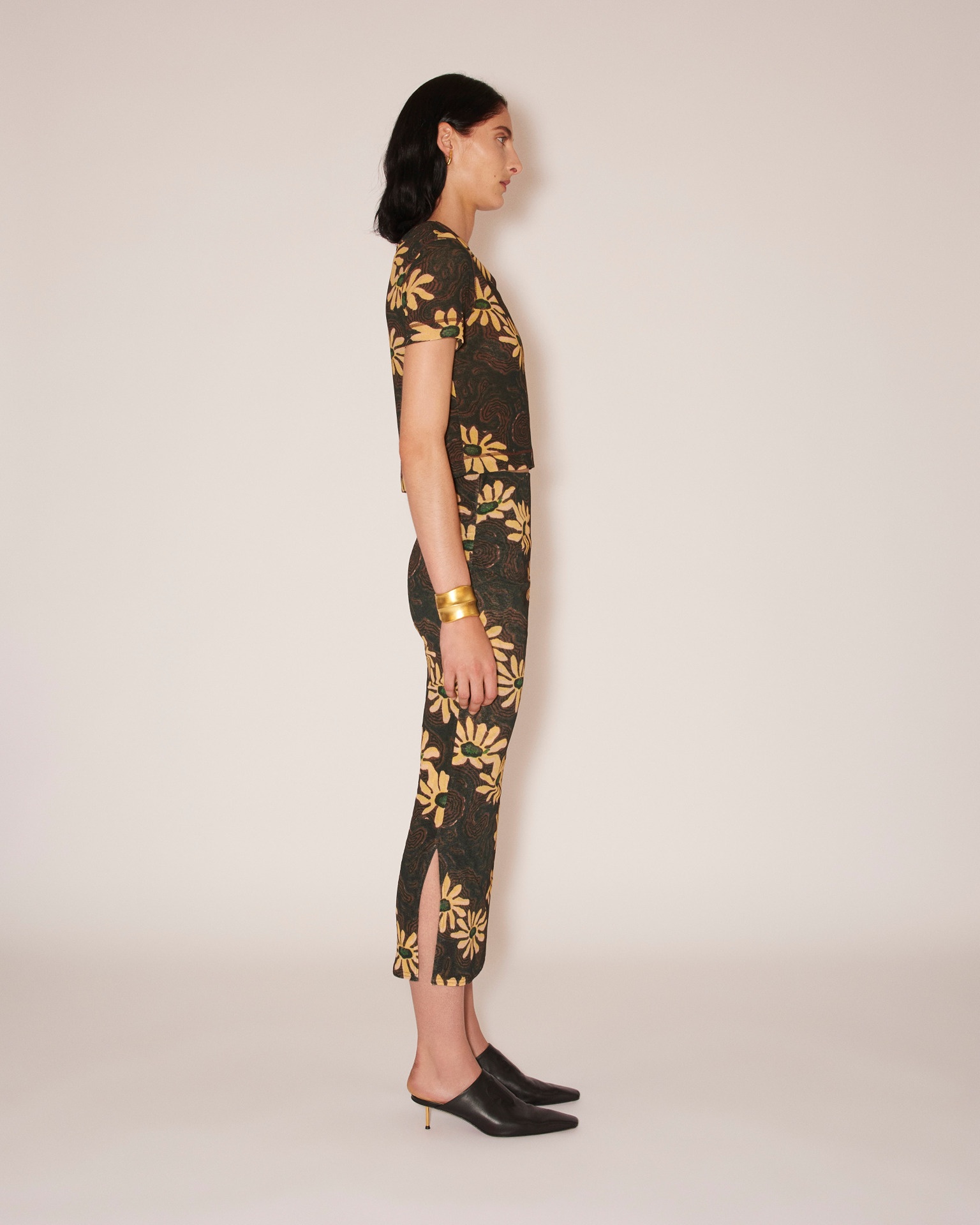 SIBI - Mesh-jersey floral skirt - Black - 3