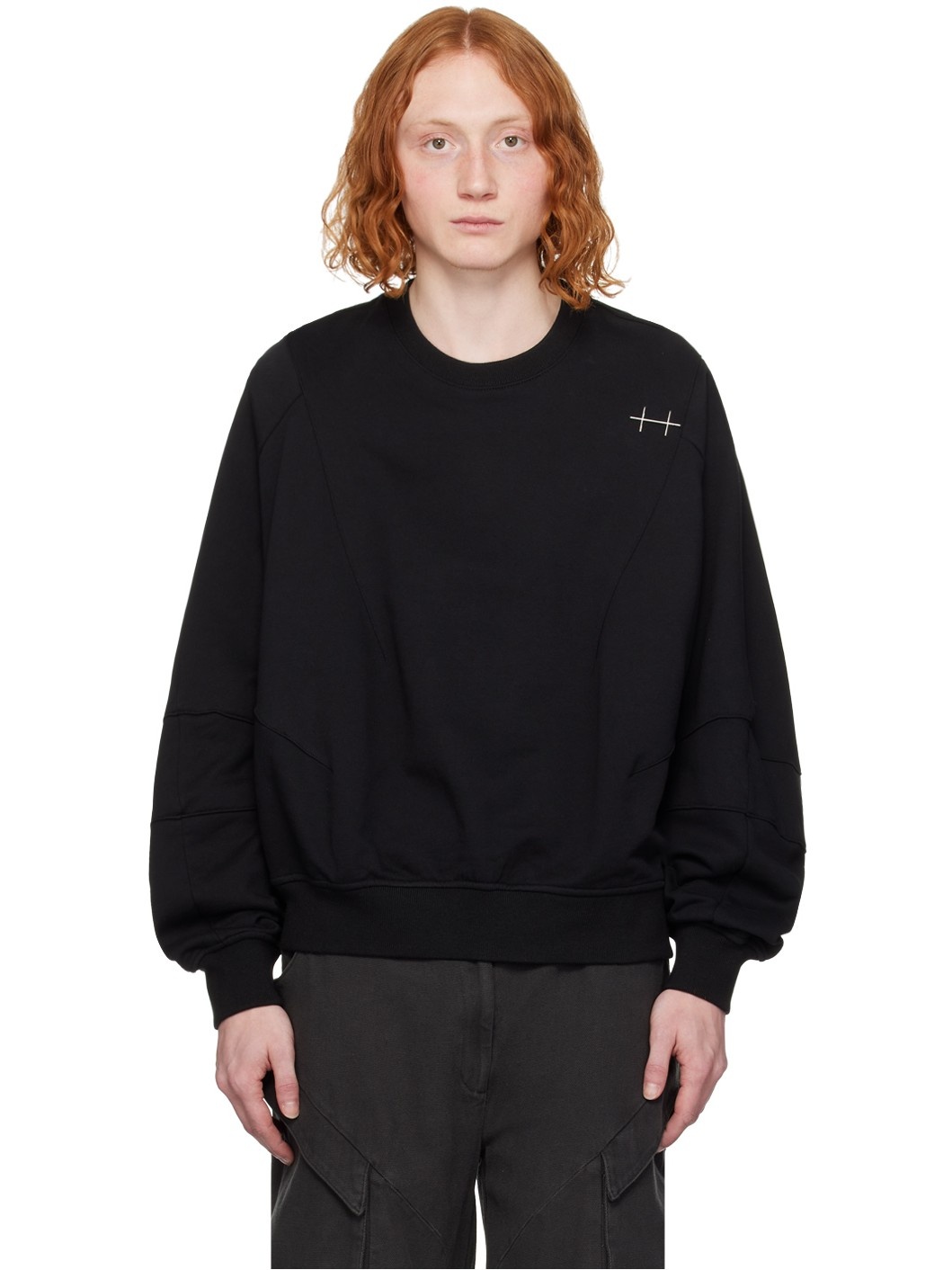 Black Plicate Sweatshirt - 1