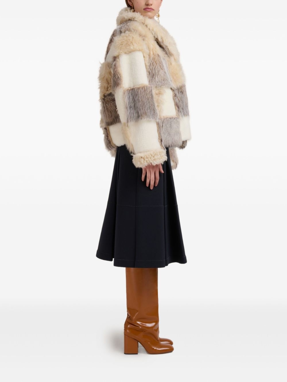 patchwork fur jacket - 4