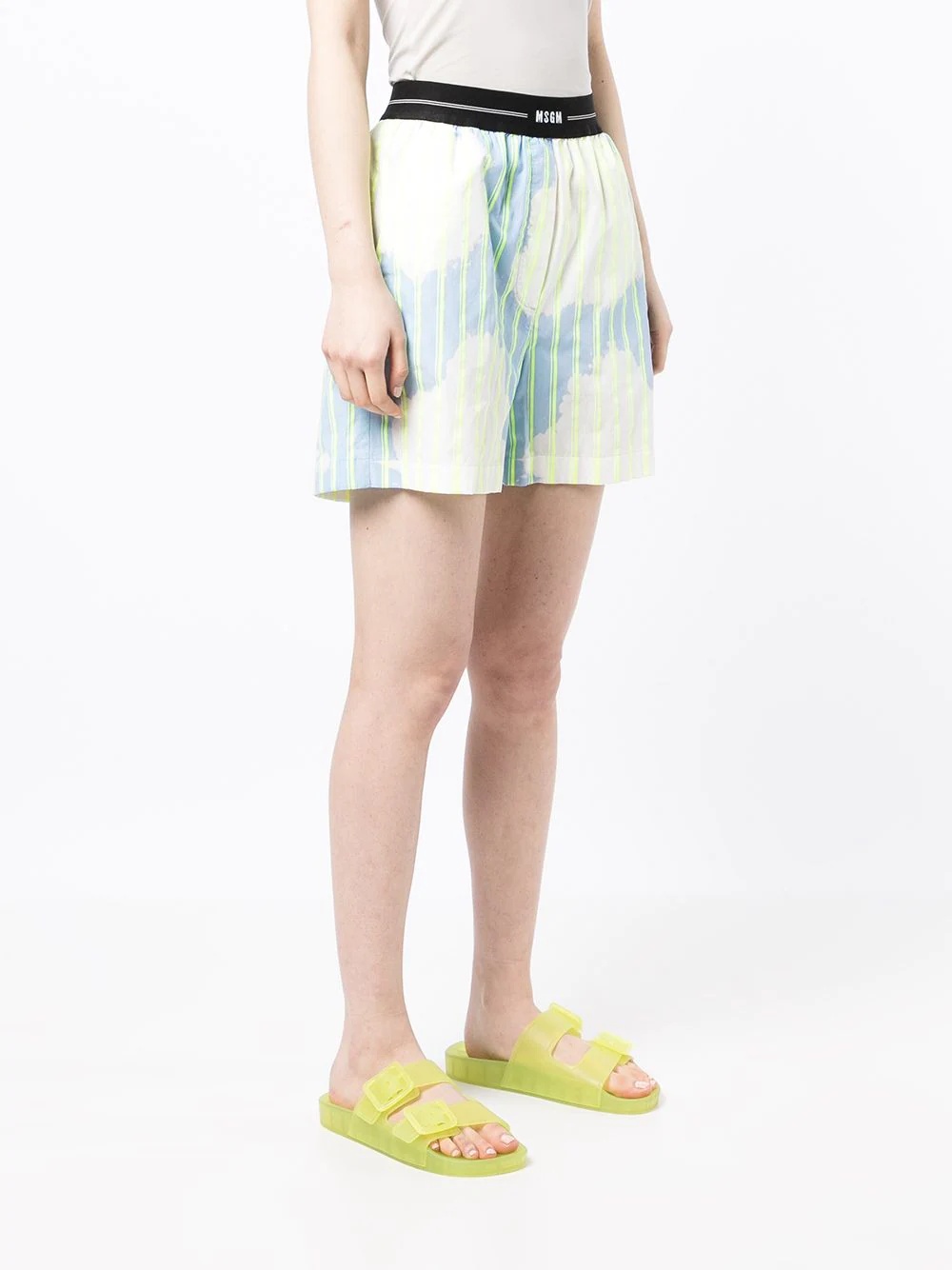 printed logo-waist shorts - 3