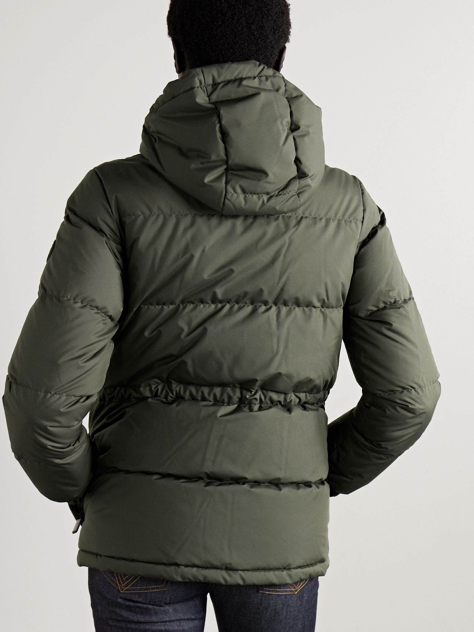 Hooded quilted shell down coat Dark green - 4