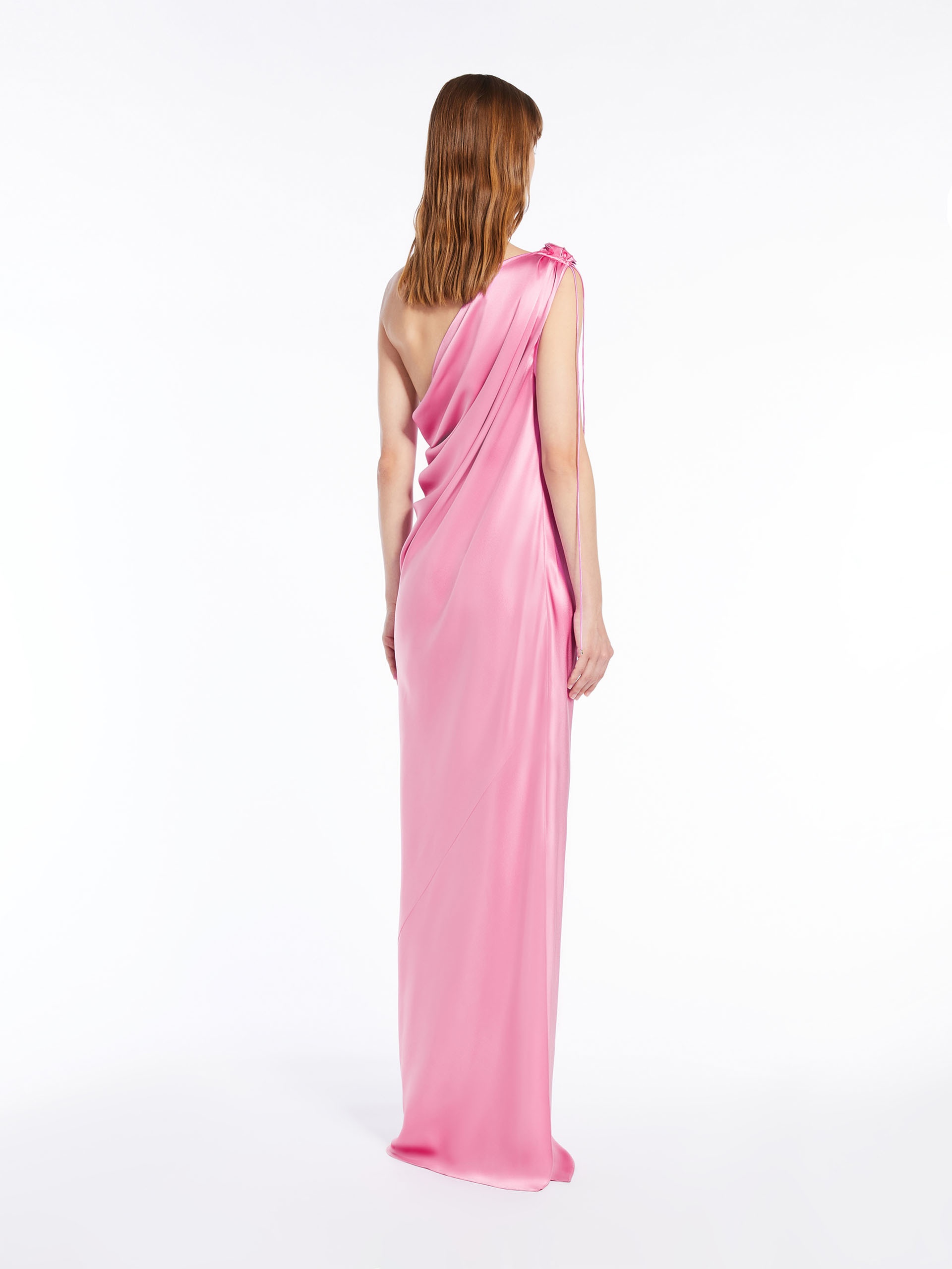 Max Mara OPERA One-shoulder dress in silk satin | REVERSIBLE