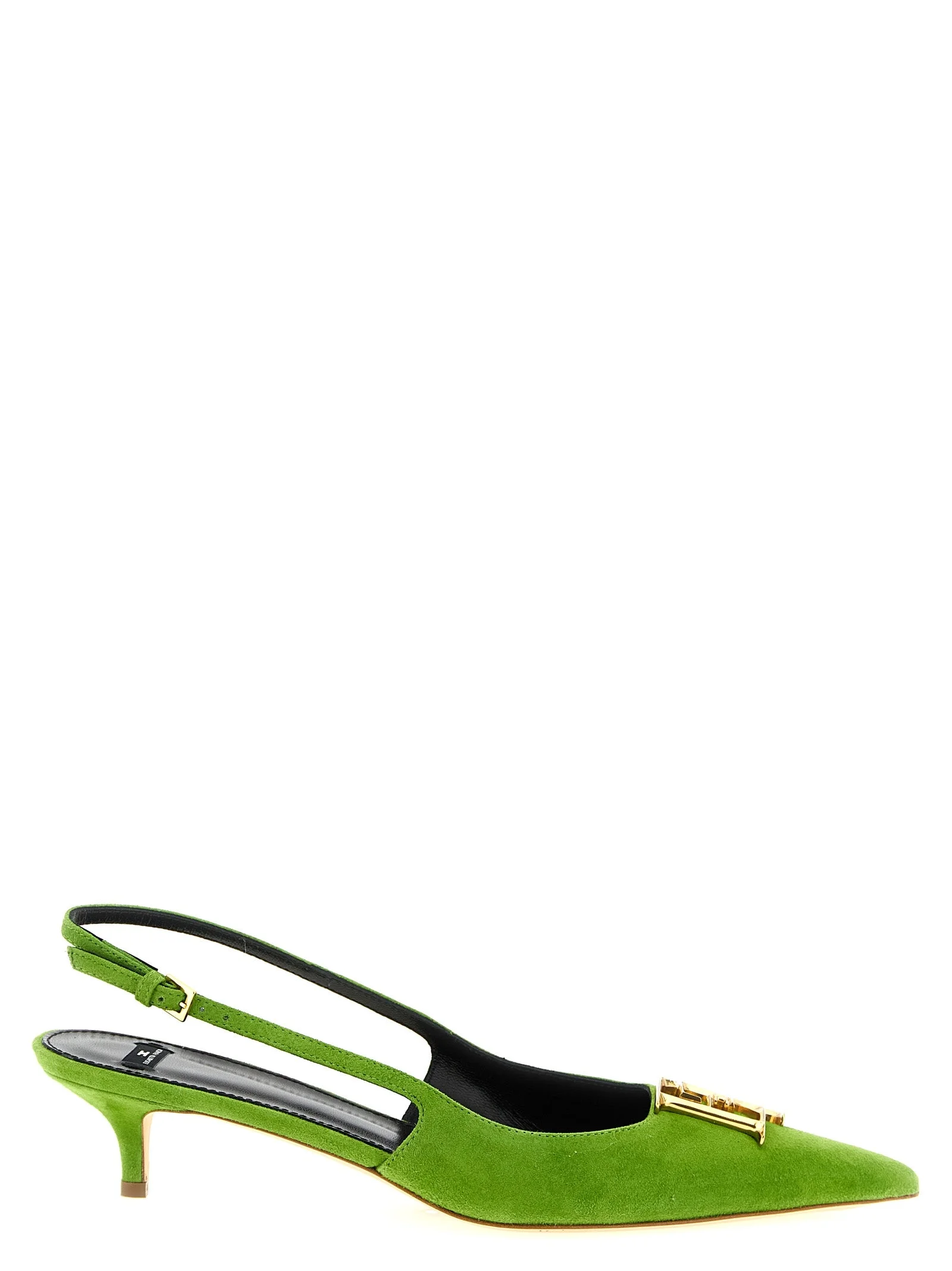 Suede Slingbacks Pumps Green - 1