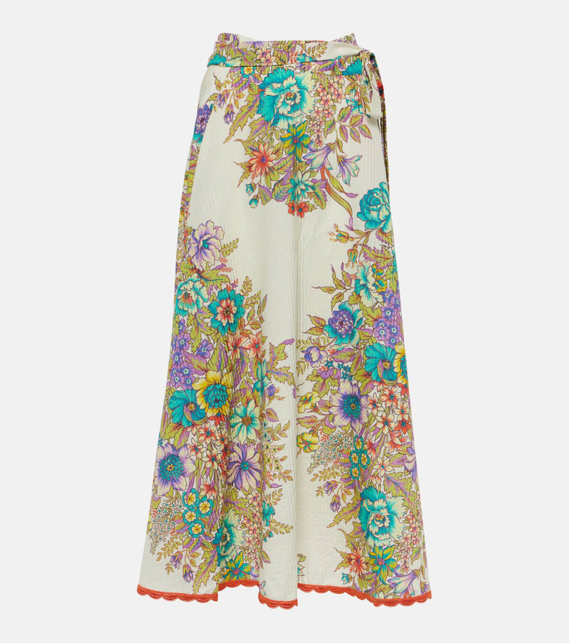 Floral cotton and silk midi skirt - 1