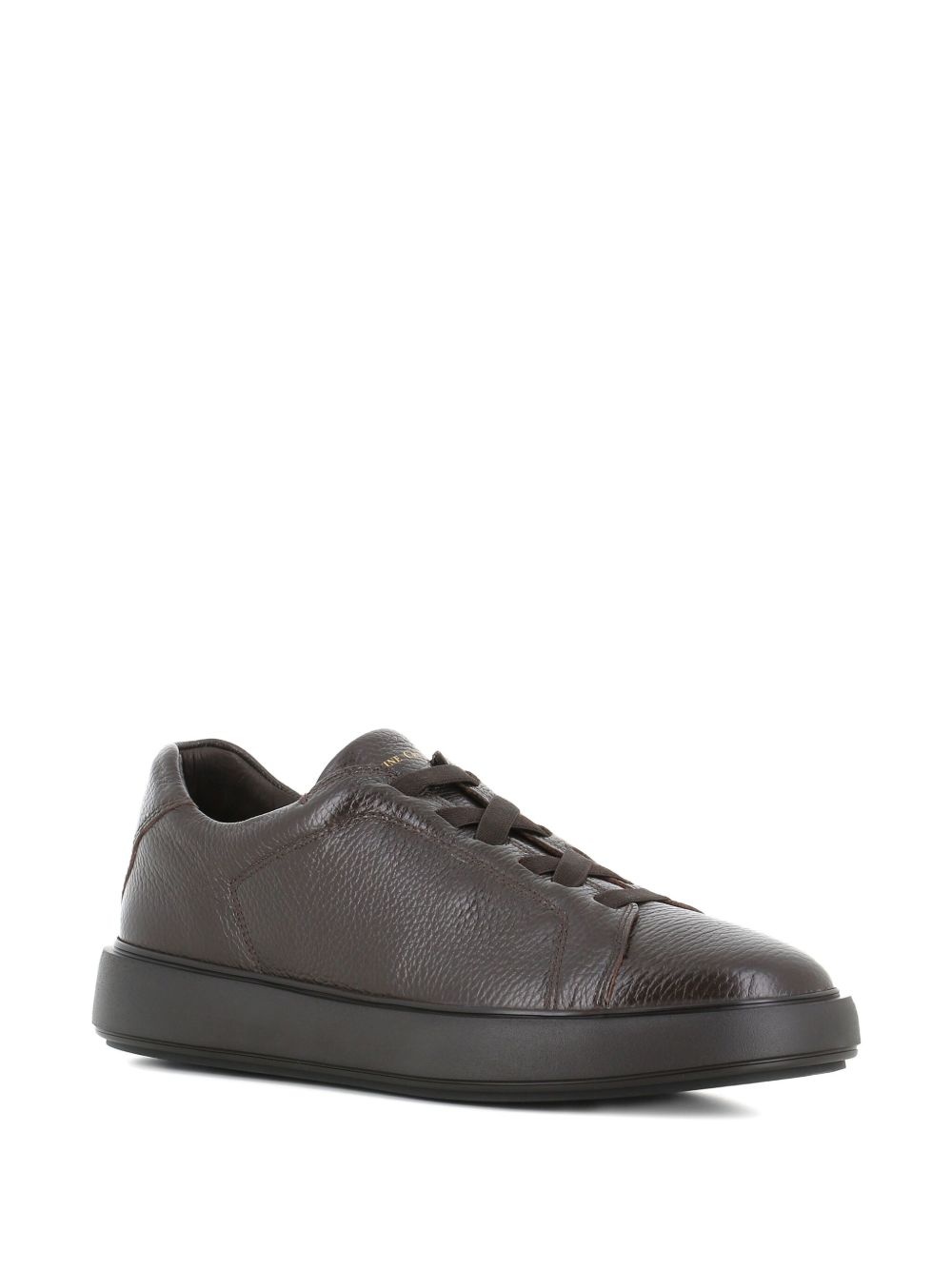 textured leather lace-up sneakers - 2
