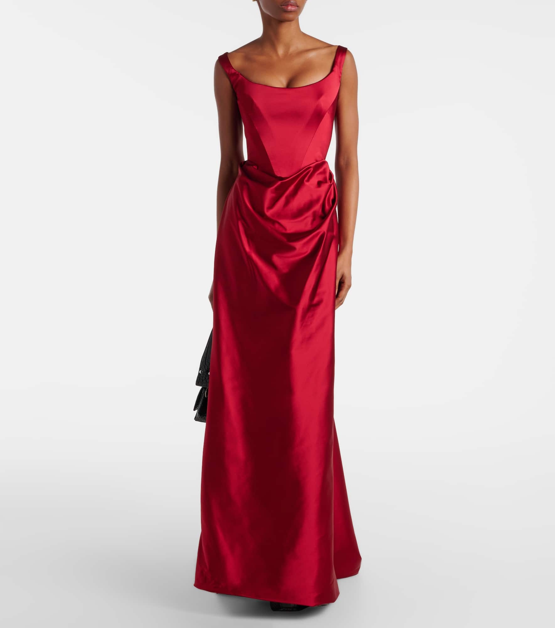 Camille draped crêpe satin bustier gown - 2