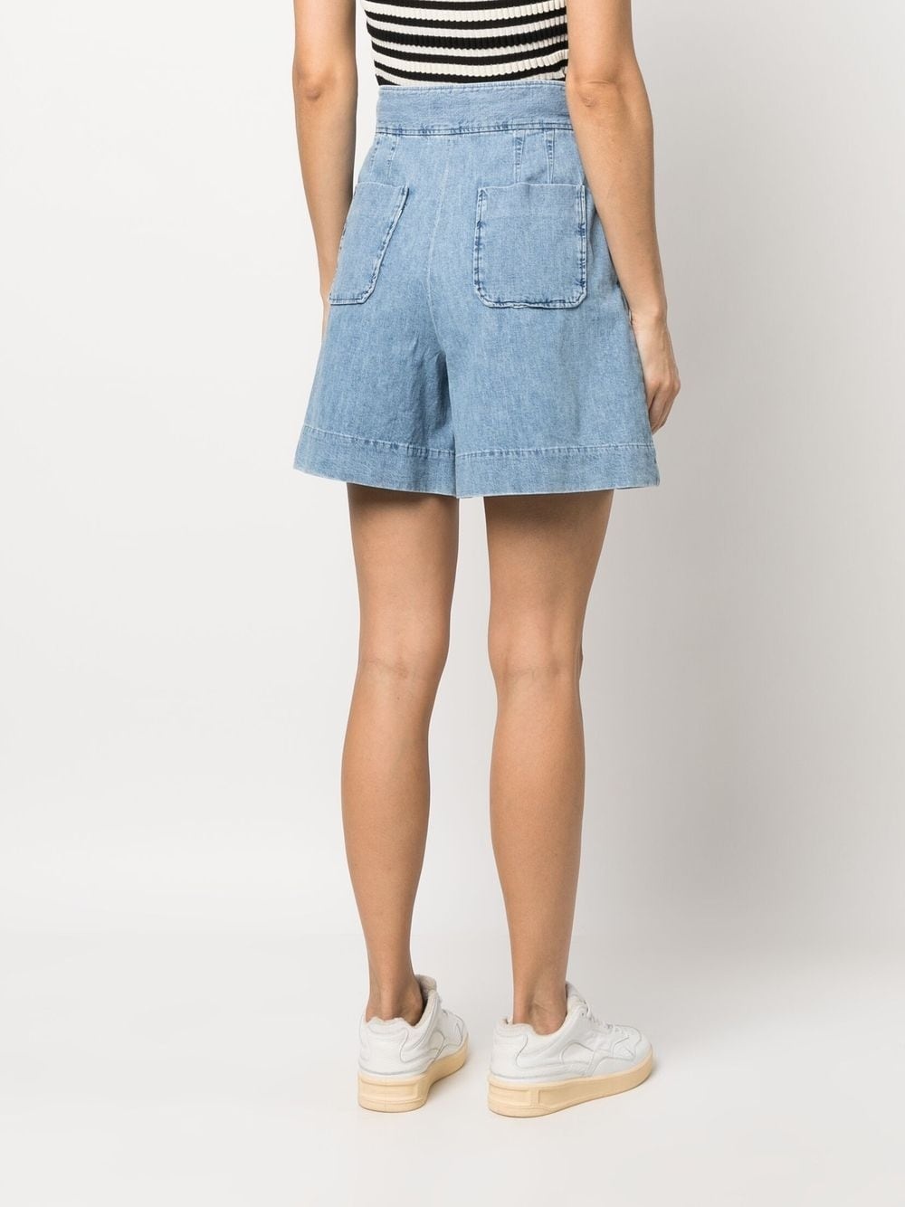 Dayana pleat-detail denim shorts - 4