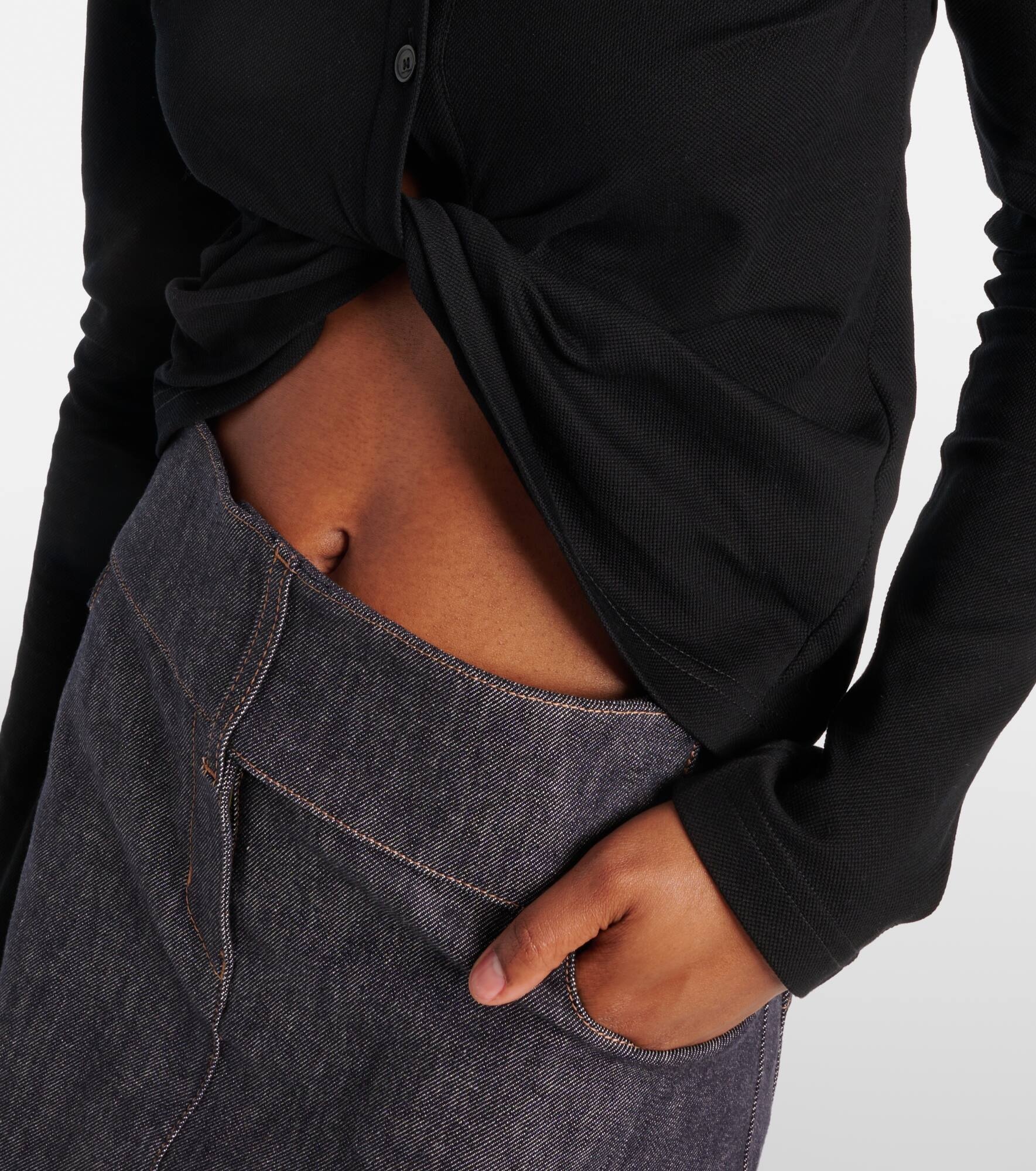 Cropped cotton polo shirt - 5