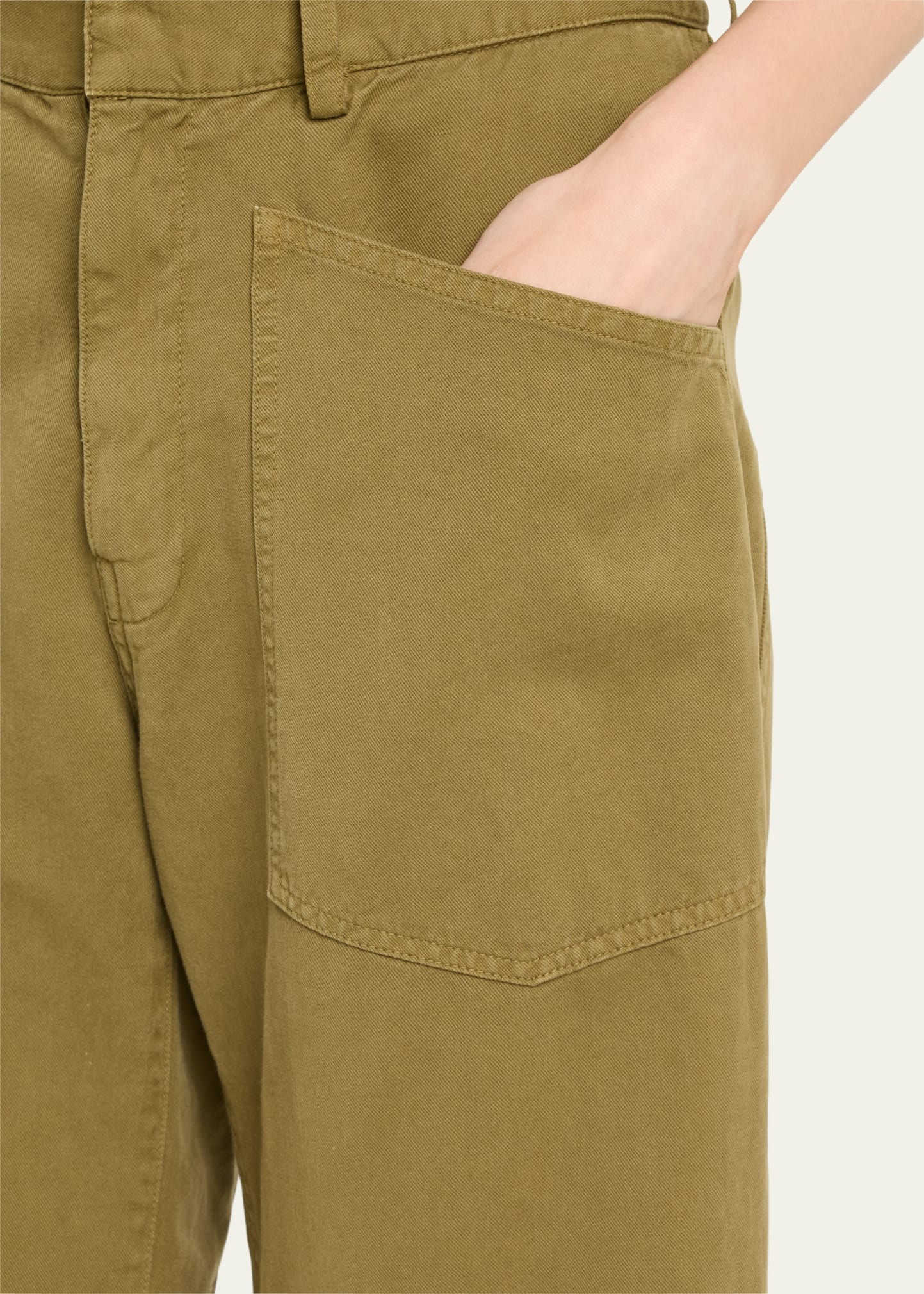 Shon Olive Green Barrel-Leg Ankle Pants - 5