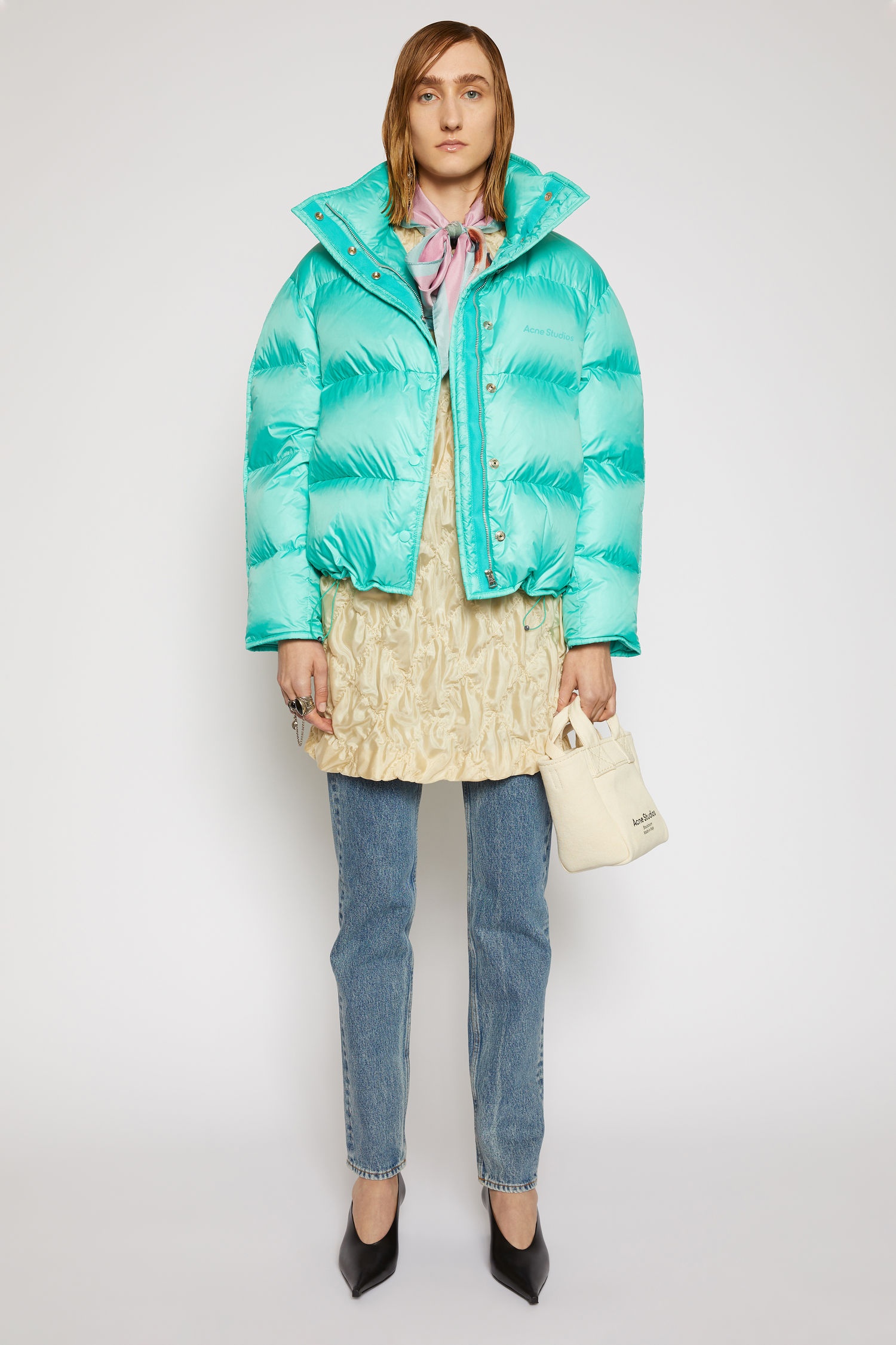 Cropped down jacket turquoise blue - 2