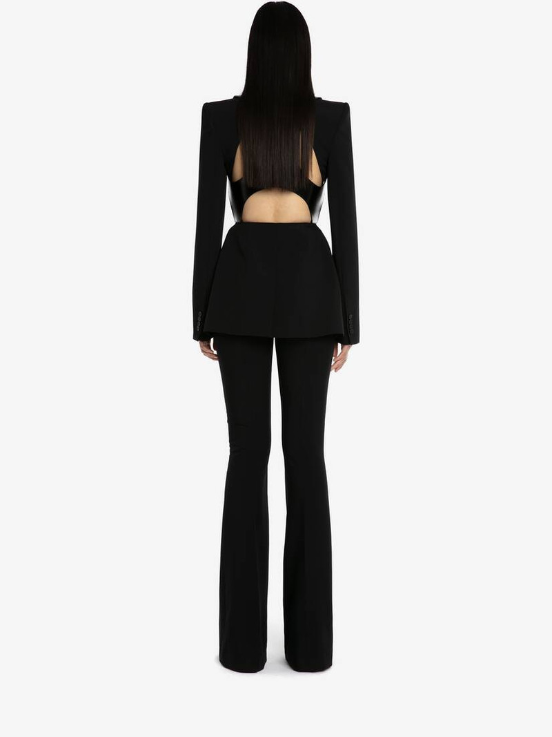 Women's High Waisted Flared Trousers in Black 4