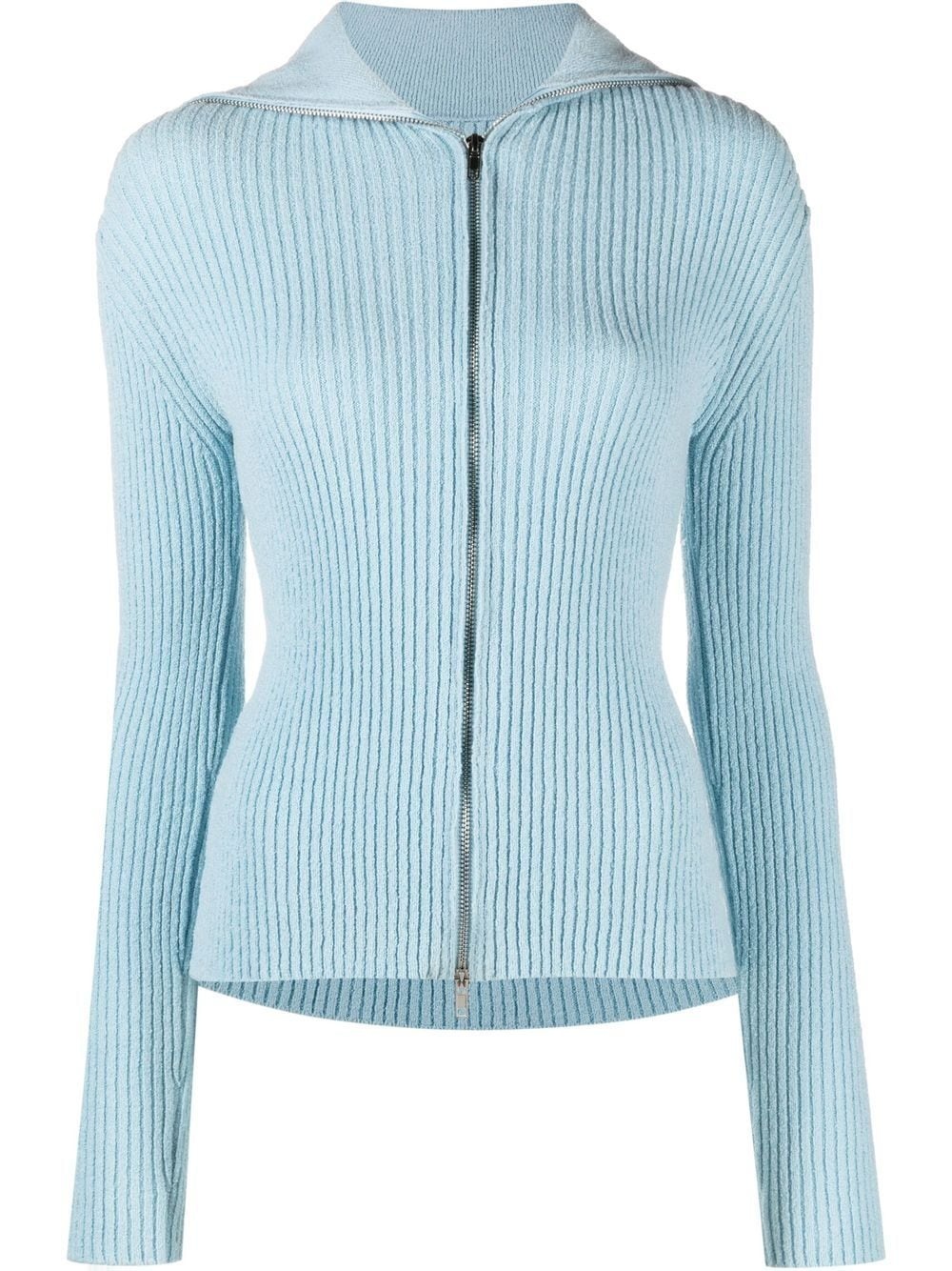 rib-knit zipped cardigan - 1