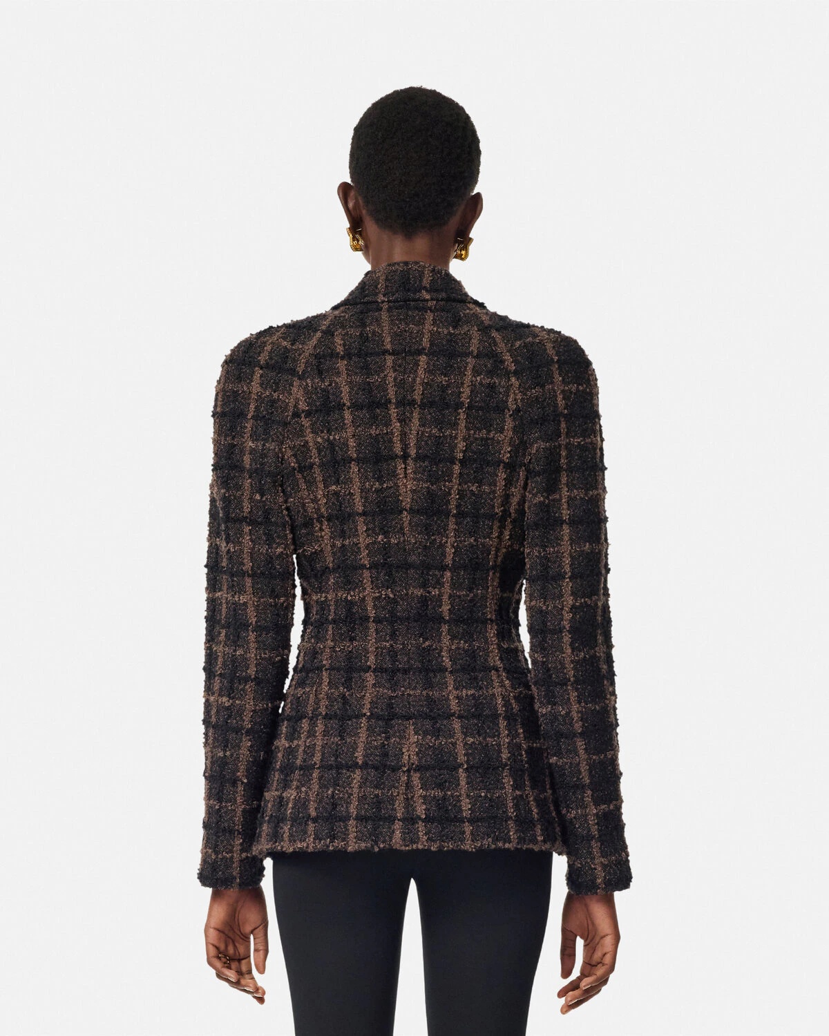 Bouclé Tweed Fitted Raglan Blazer - 5